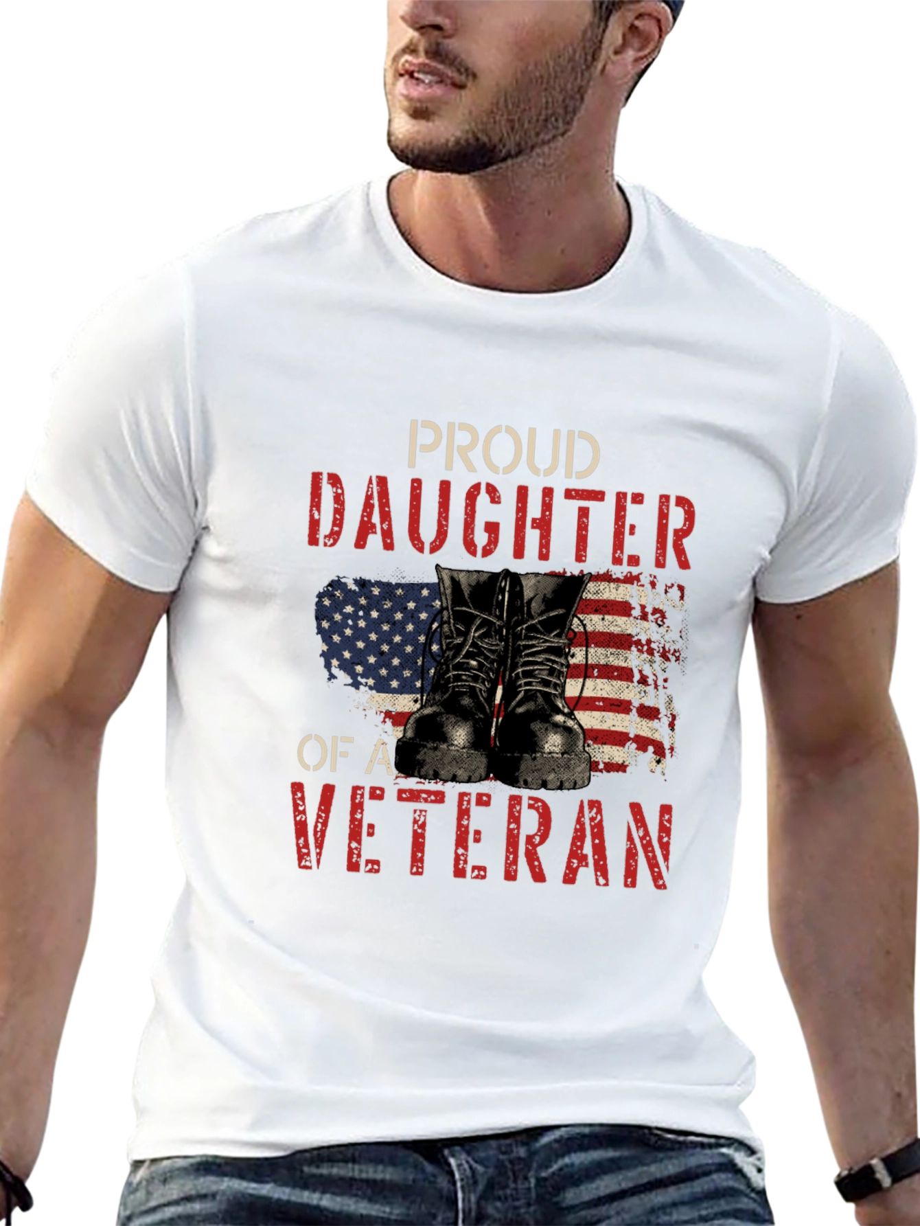 Black Proud Daughter of a Veteran Graphic Tee view 13
