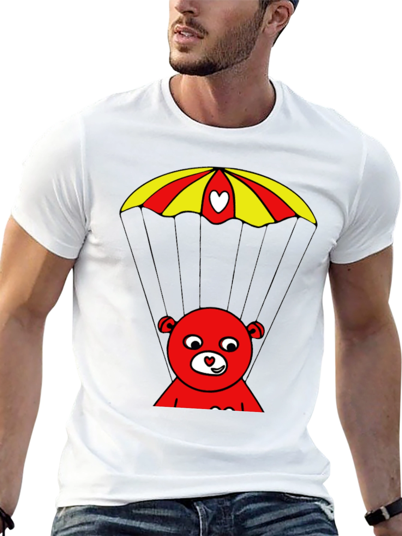 Black Red Bear Parachute Graphic Tee view 13