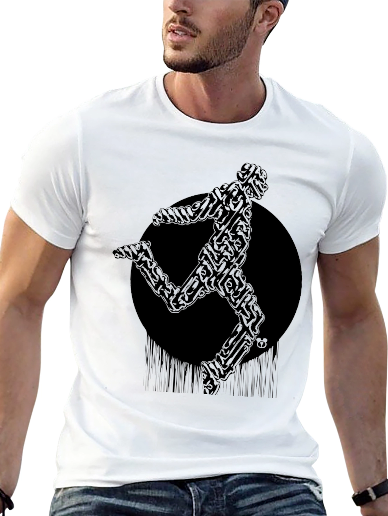 Black Abstract Runner Graphic T-Shirt view 13