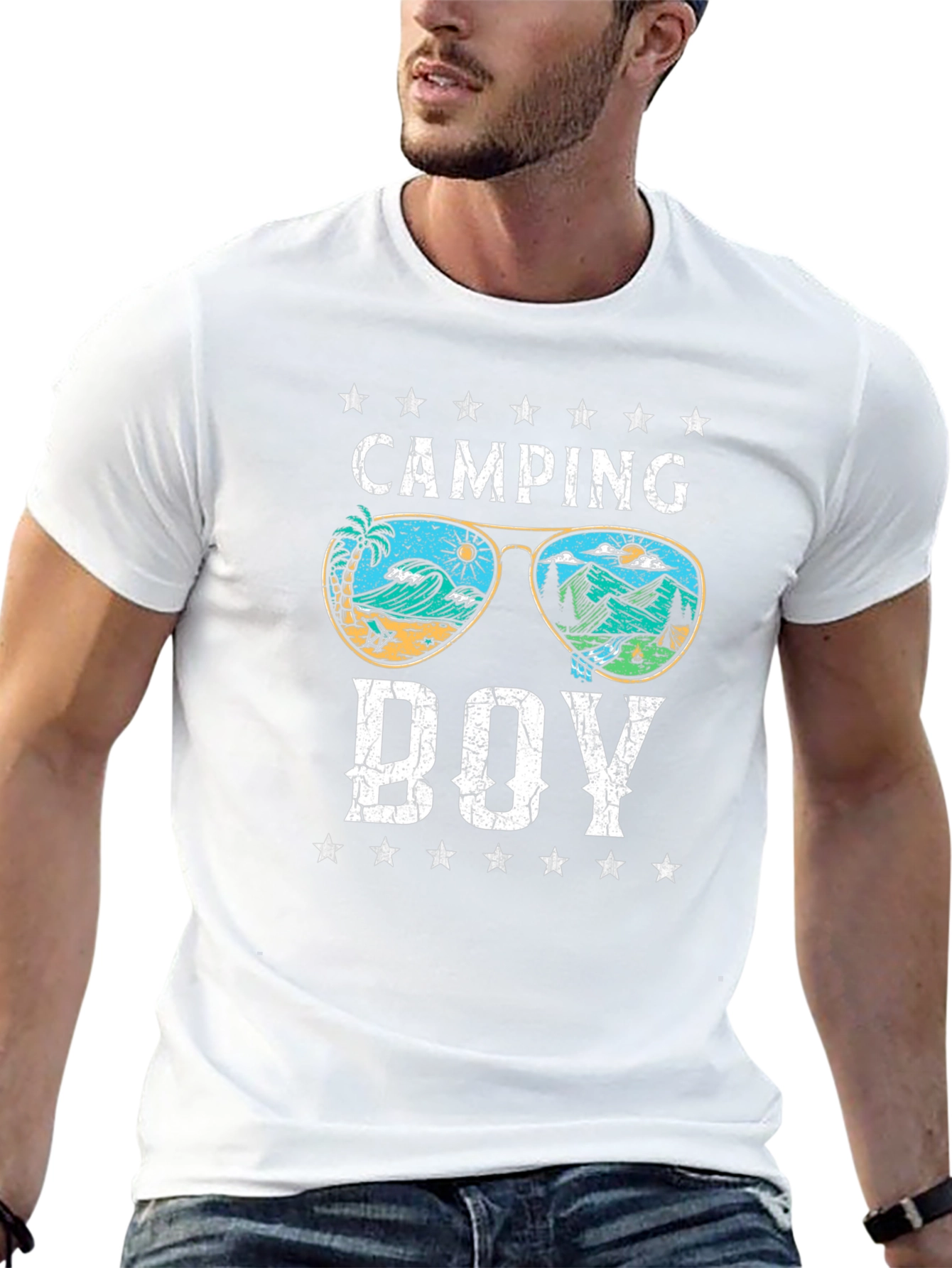 Black Camping Boy T-Shirt - Retro Summer Vibes view 13