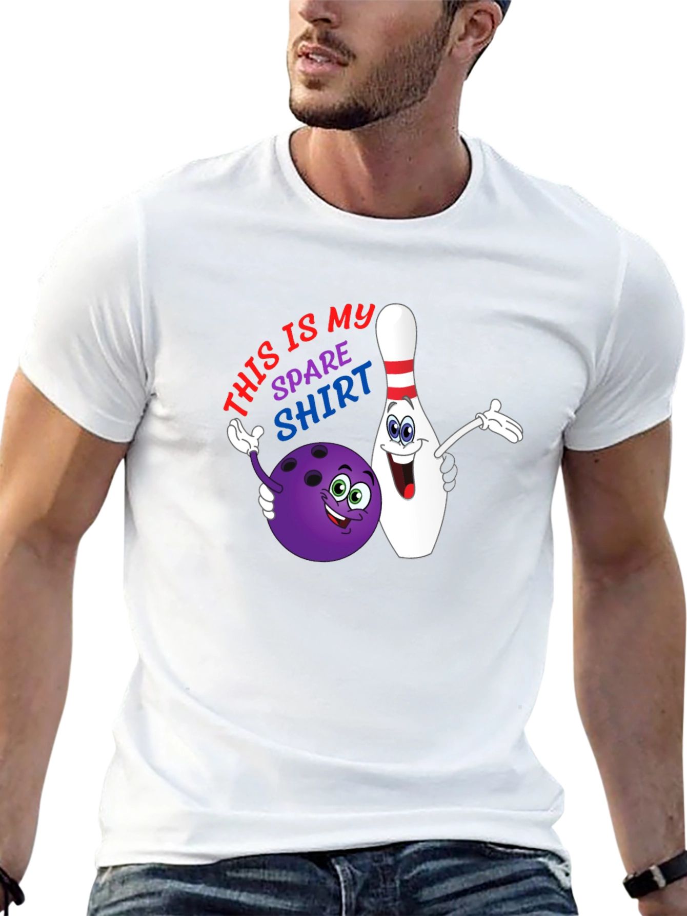 Black Spare Shirt Bowling T-Shirt - Novelty Graphic Tee view 13