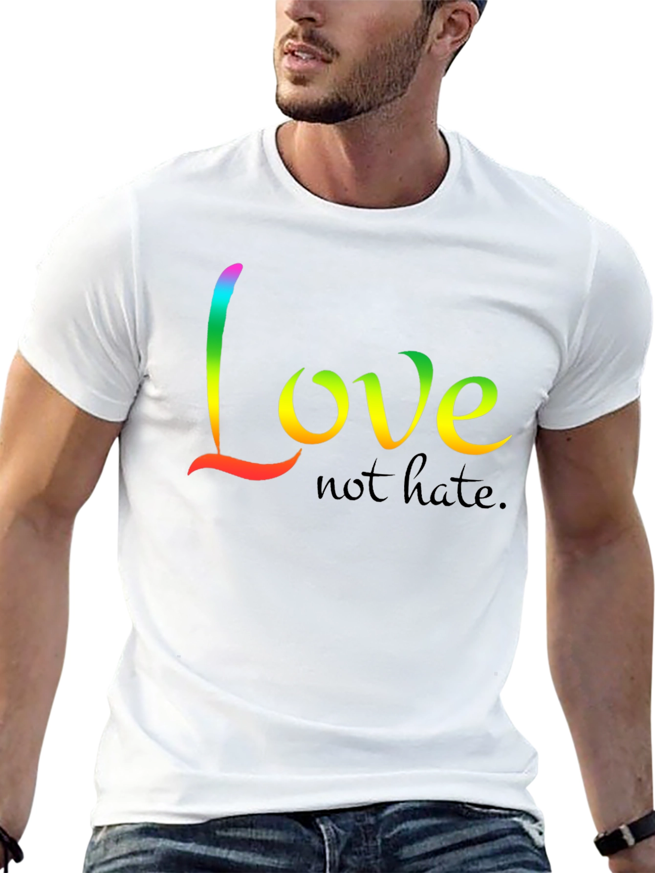 Black Love Not Hate T-Shirt - Rainbow Graphic Tee view 13