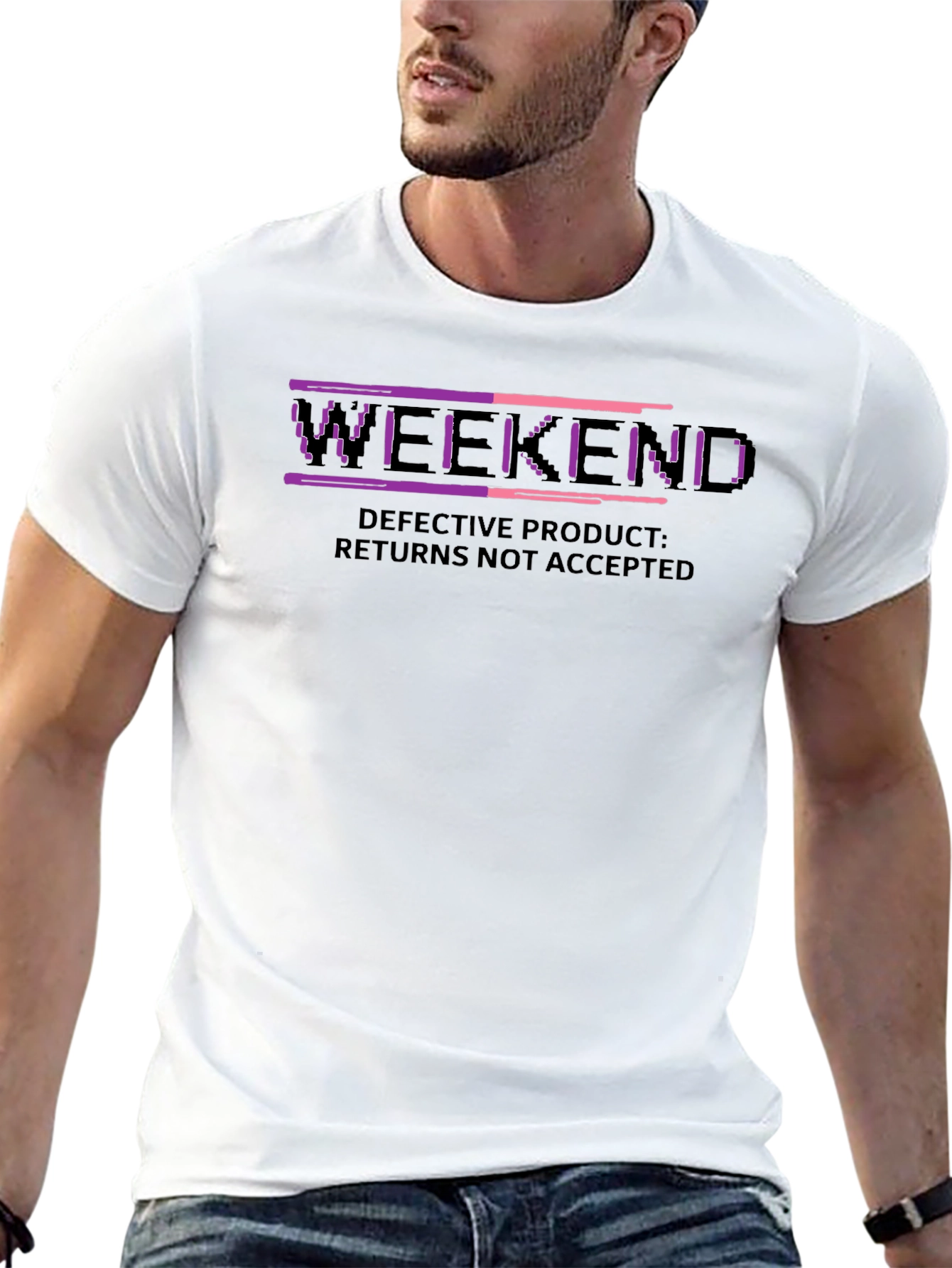 Black Defective Weekend T-Shirt - Retro Pixel Design view 13