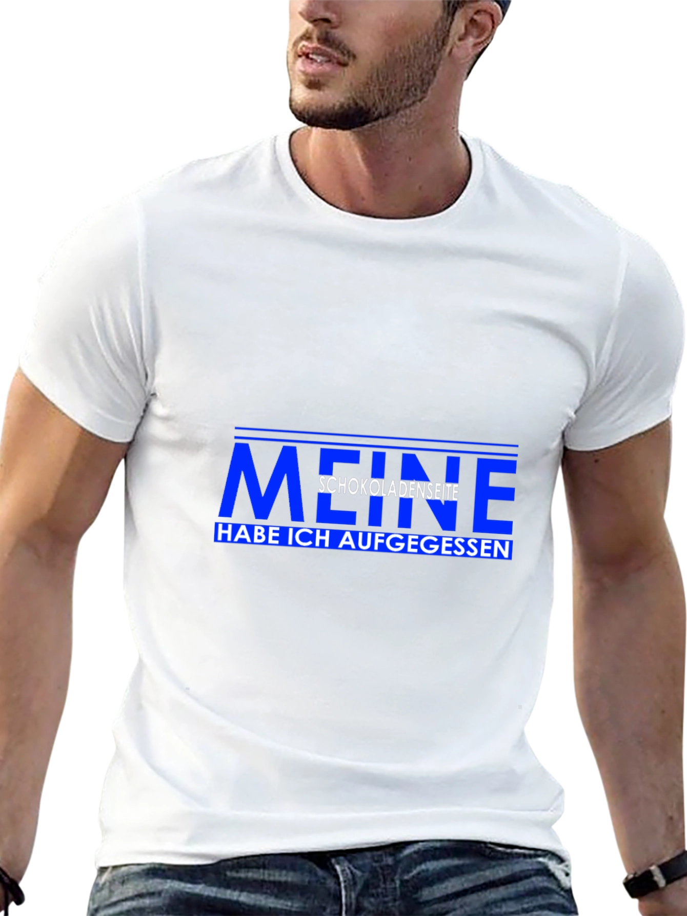 Men's Black T-Shirt with German "Meine Schokoladenseite" Graphic - 13