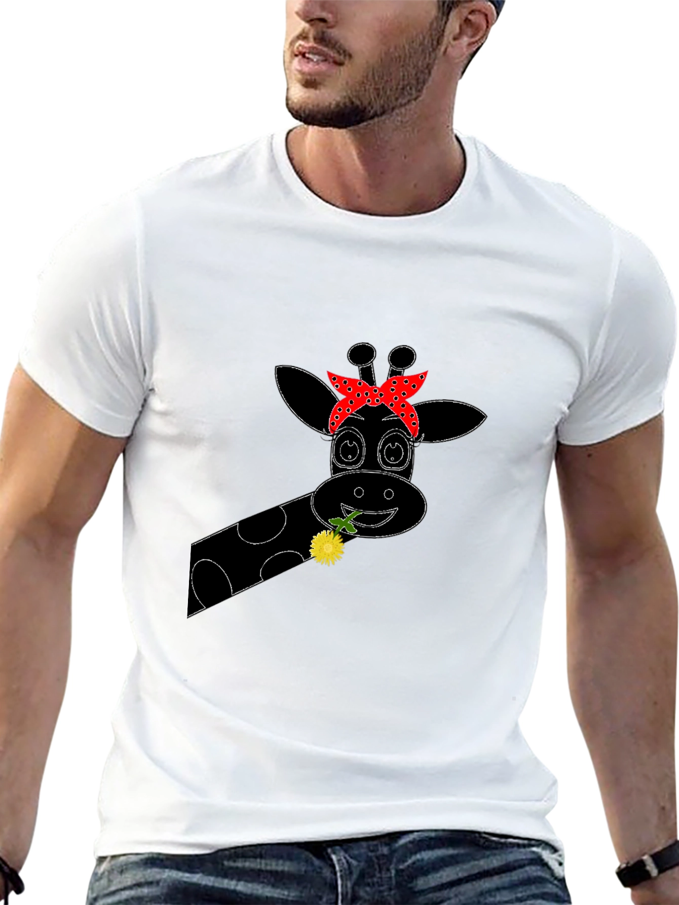 Black Giraffe Bandana Graphic Tee - Black view 13