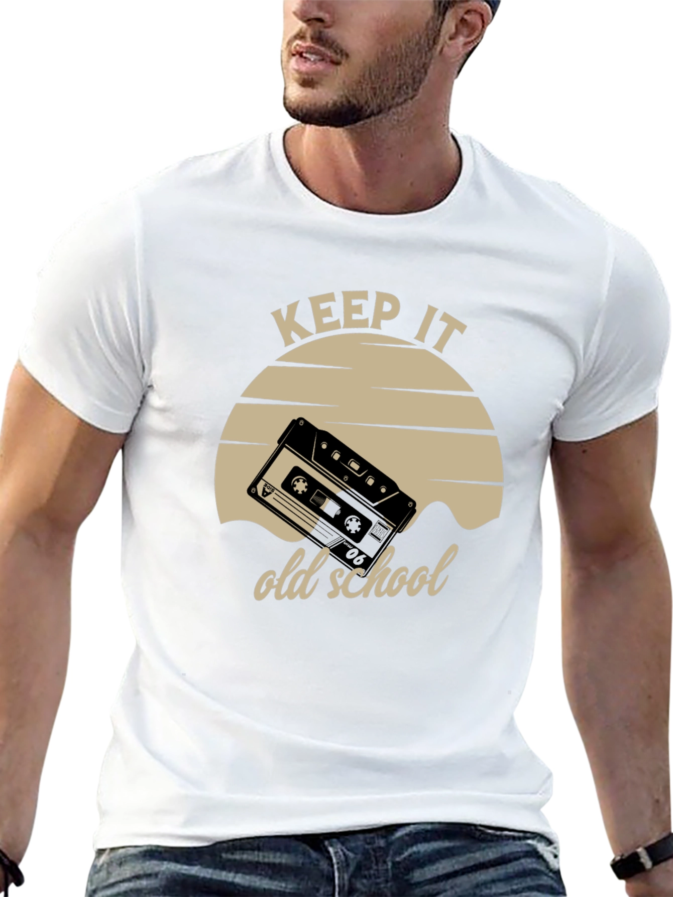 Black Keep It Old School Cassette Tape T-Shirt view 13