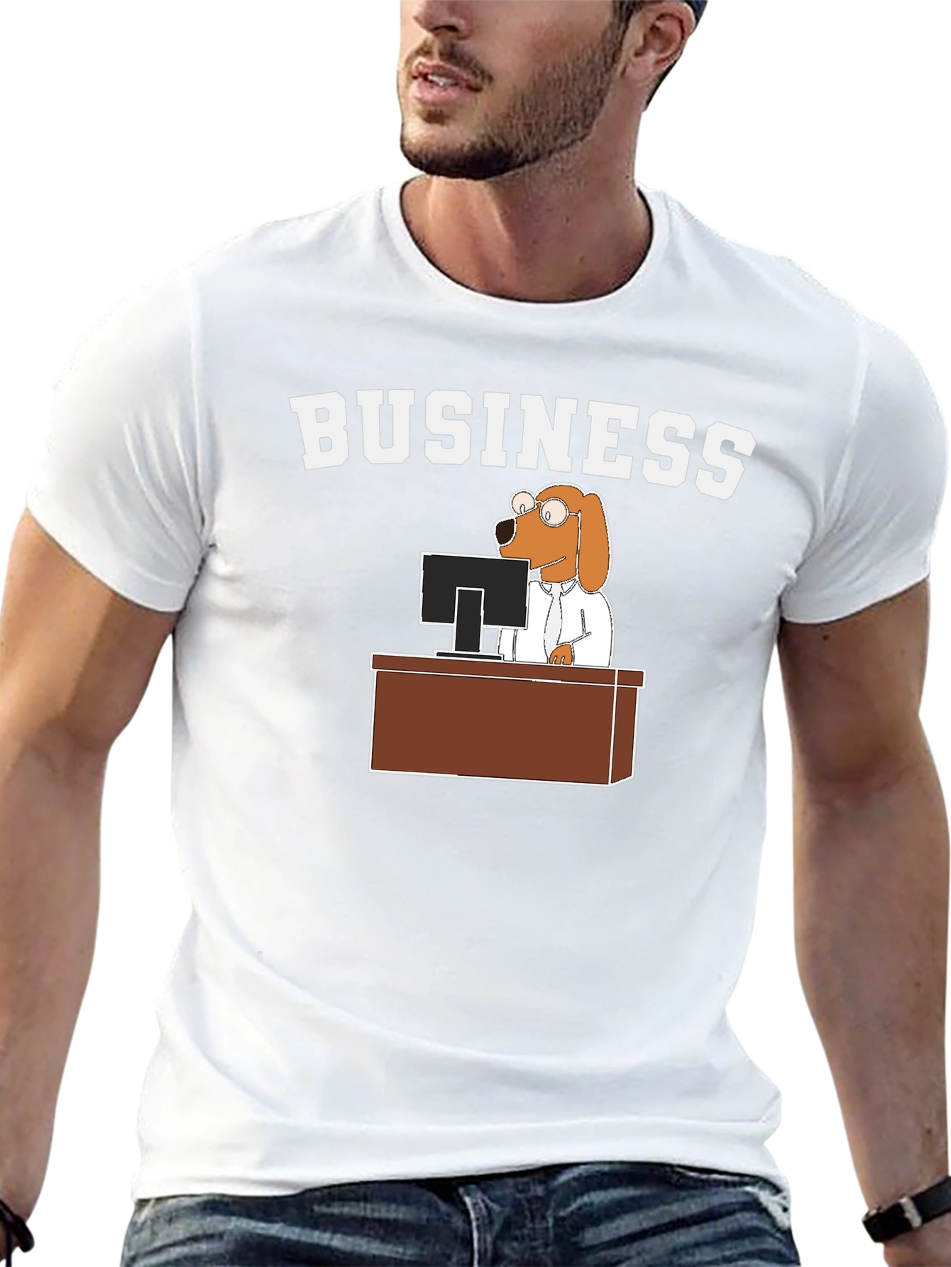 Black Business Dog T-Shirt - Funny Cartoon Tee view 13