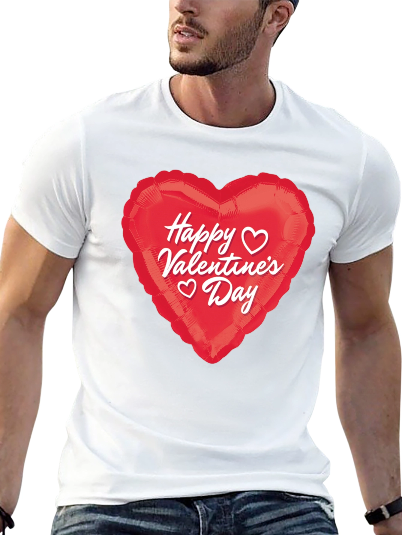 Black Happy Valentine's Day Heart Graphic T-Shirt view 13