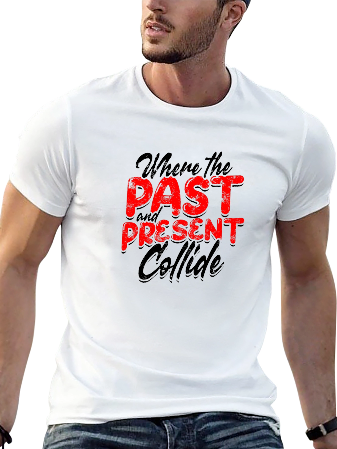 Black Past, Present Collide Graphic Tee - Bold Statement Shirt view 13