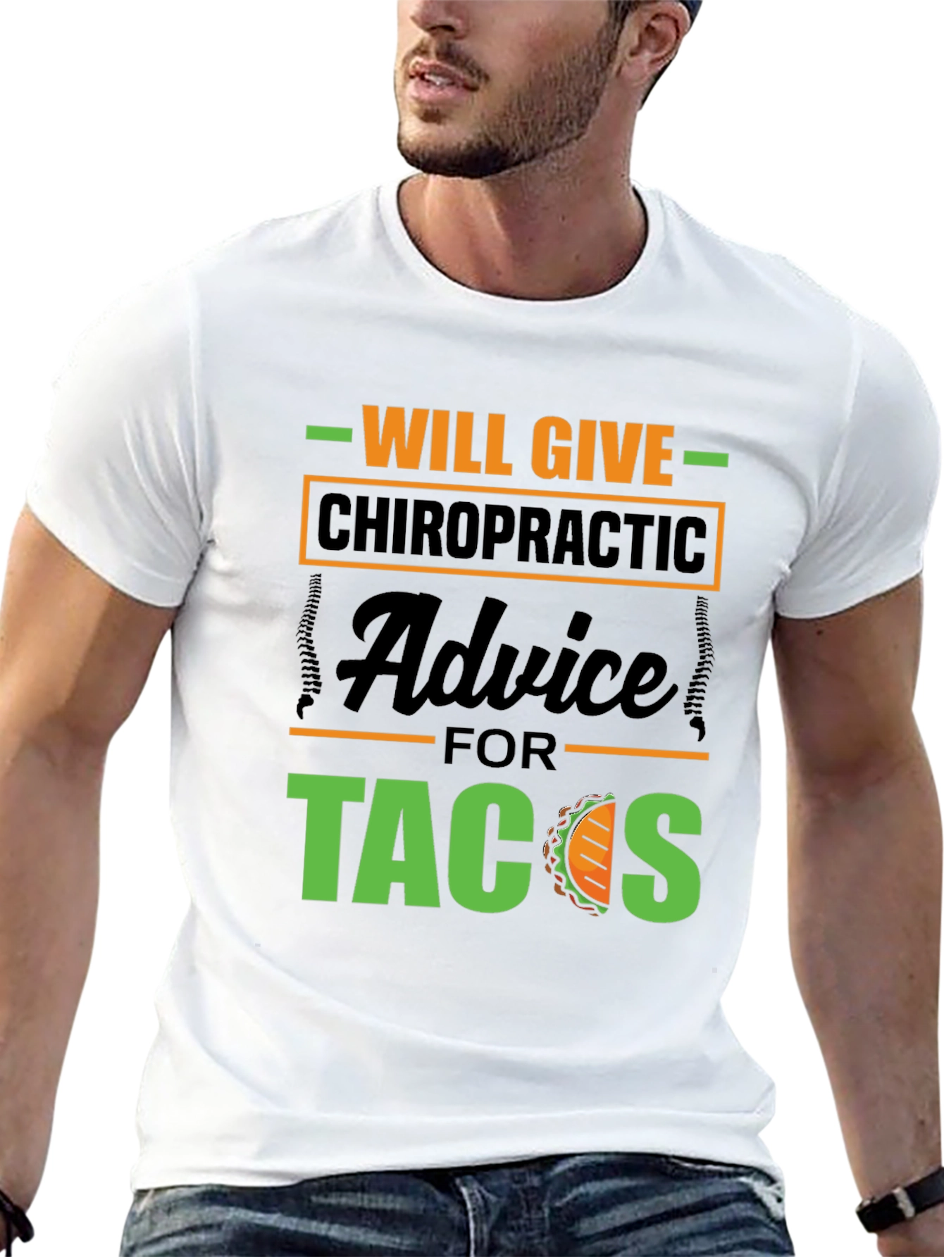 Black Chiropractic Advice for Tacos Graphic Tee view 13