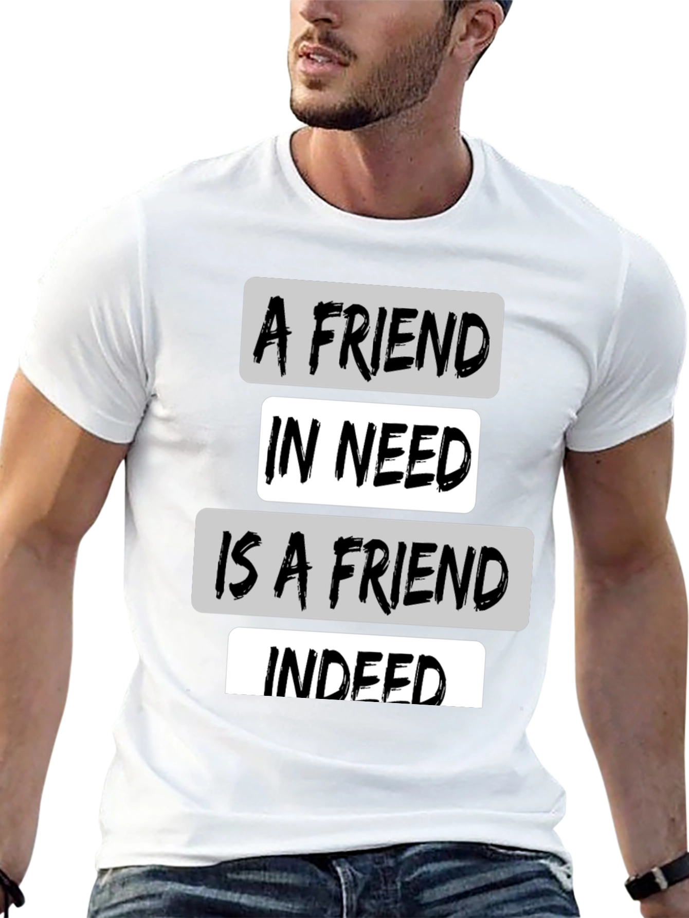 Black A Friend in Need T-Shirt - Black Crew Neck Tee view 13