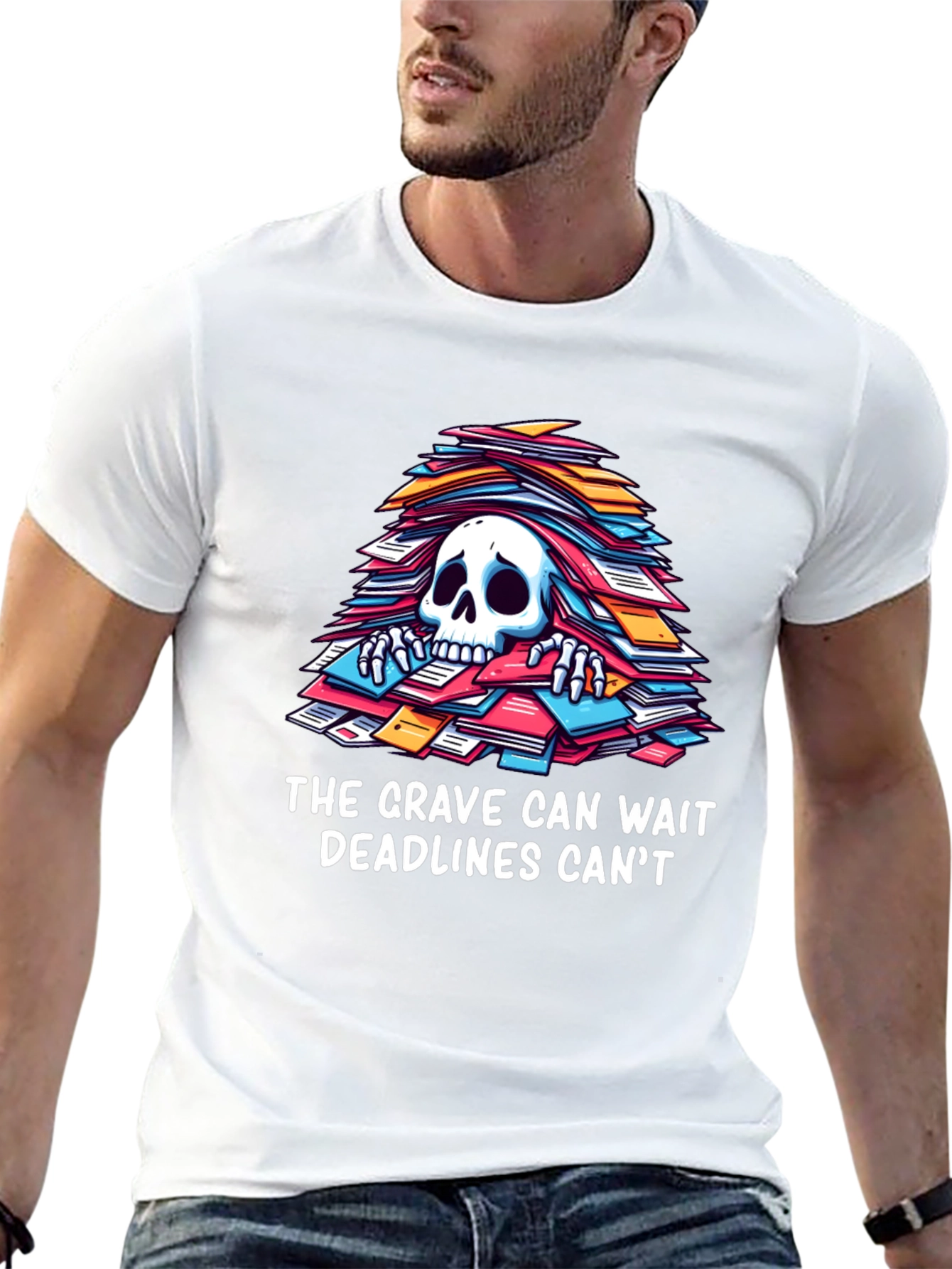 Black Funny Deadline T-Shirt - Grave Can Wait view 13
