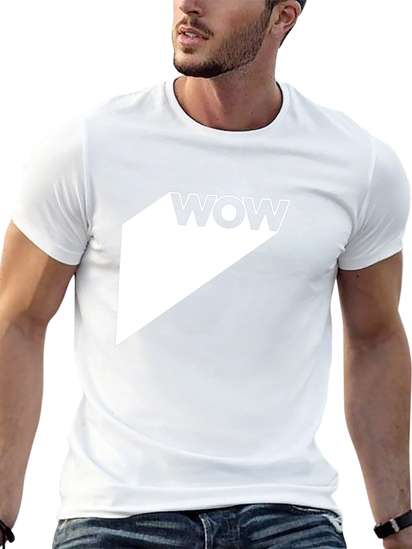 Black WOW Graphic Tee - Modern Black T-Shirt view 13