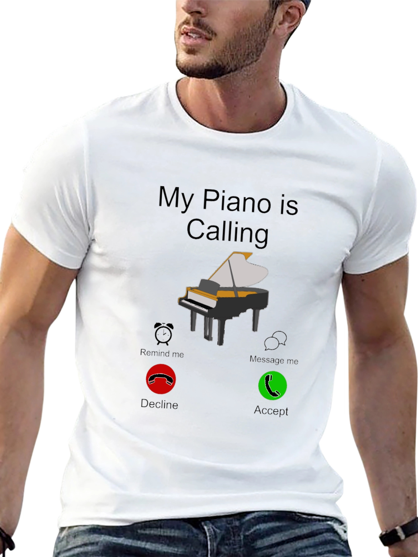 Black My Piano is Calling T-Shirt Musician Player Tee view 13