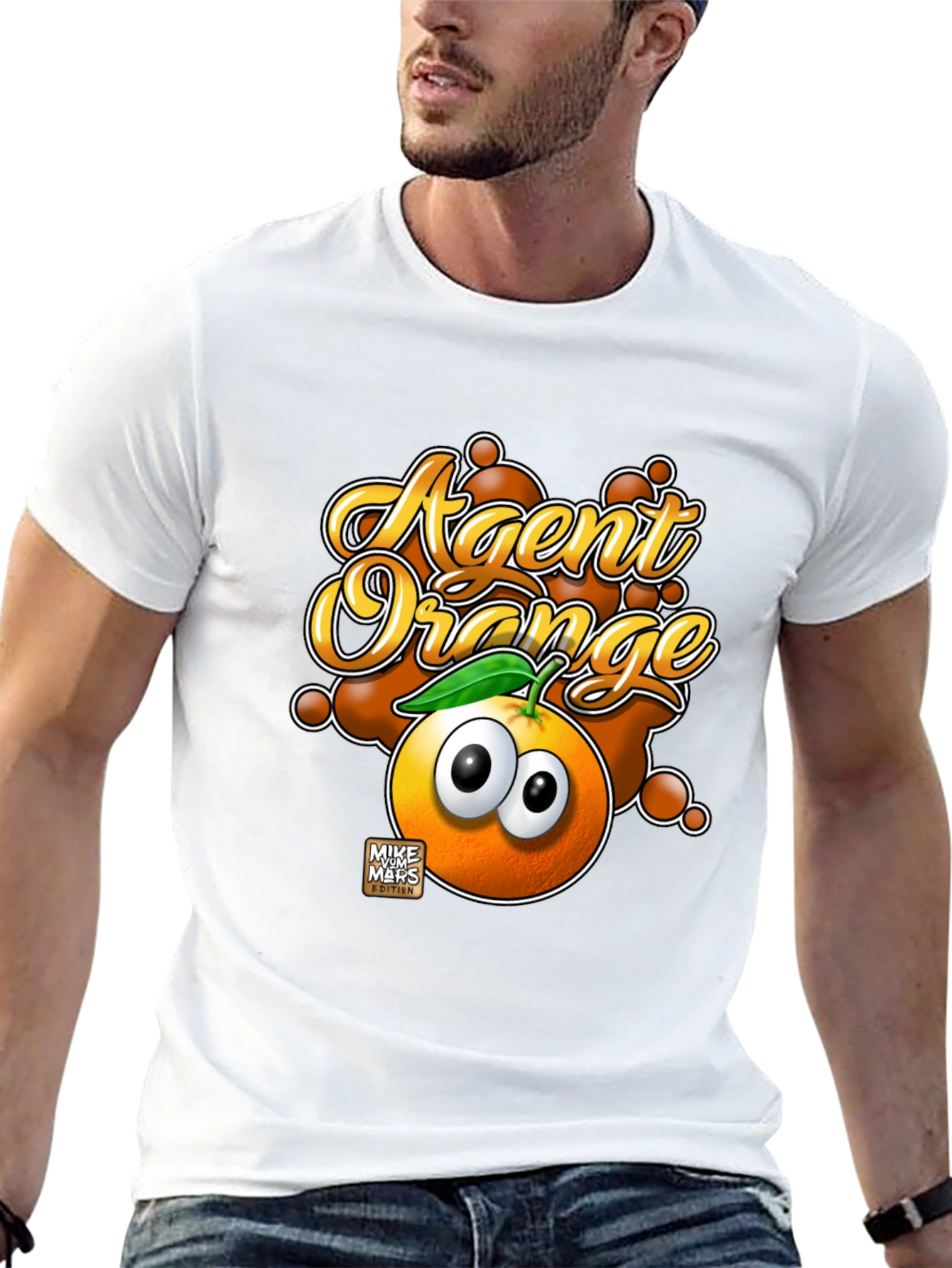 Black Agent Orange Graphic T-Shirt - Funny Cartoon Fruit Tee view 13
