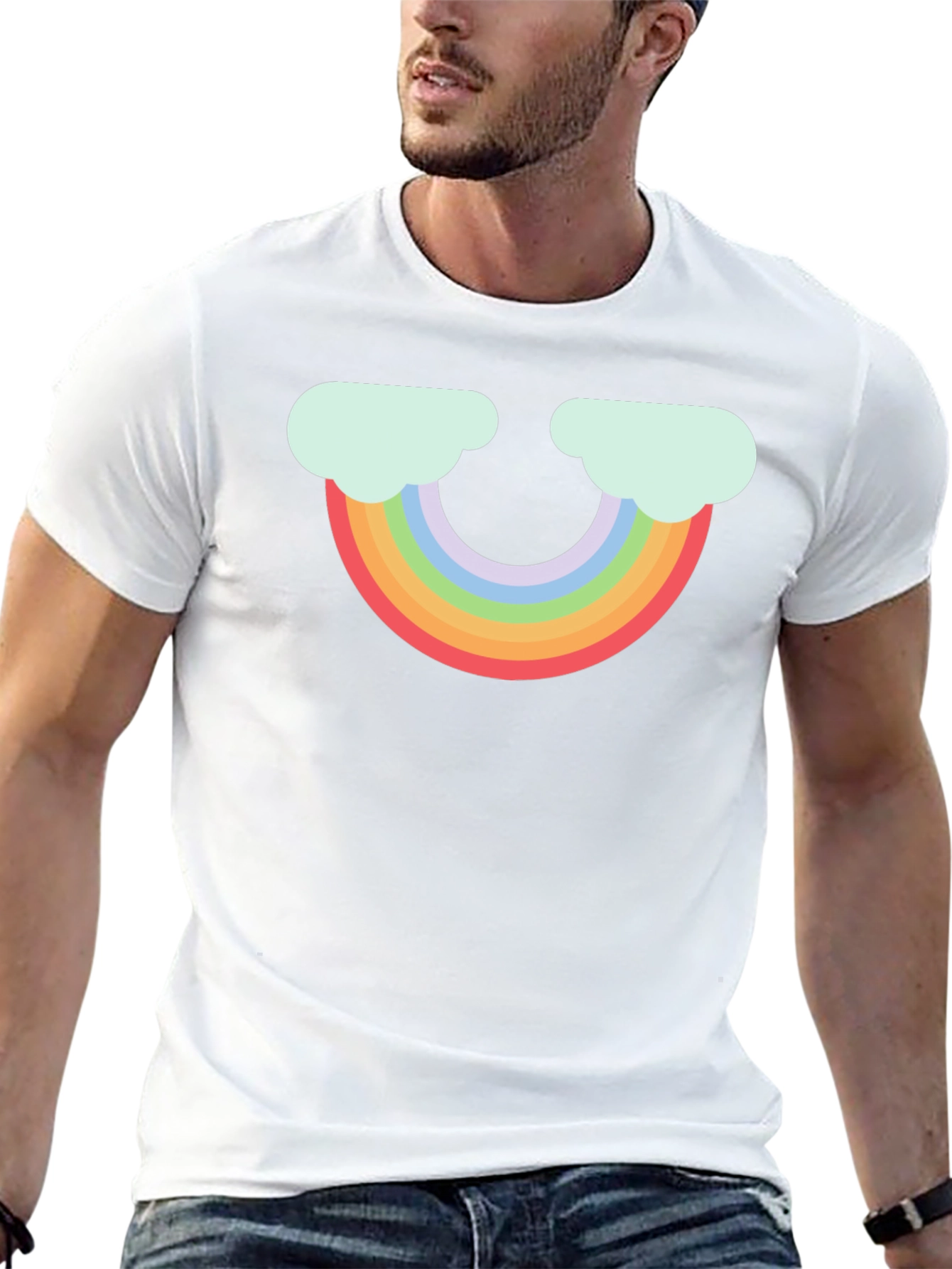 Black Rainbow Cloud Graphic Tee - Black Cotton T-Shirt view 13