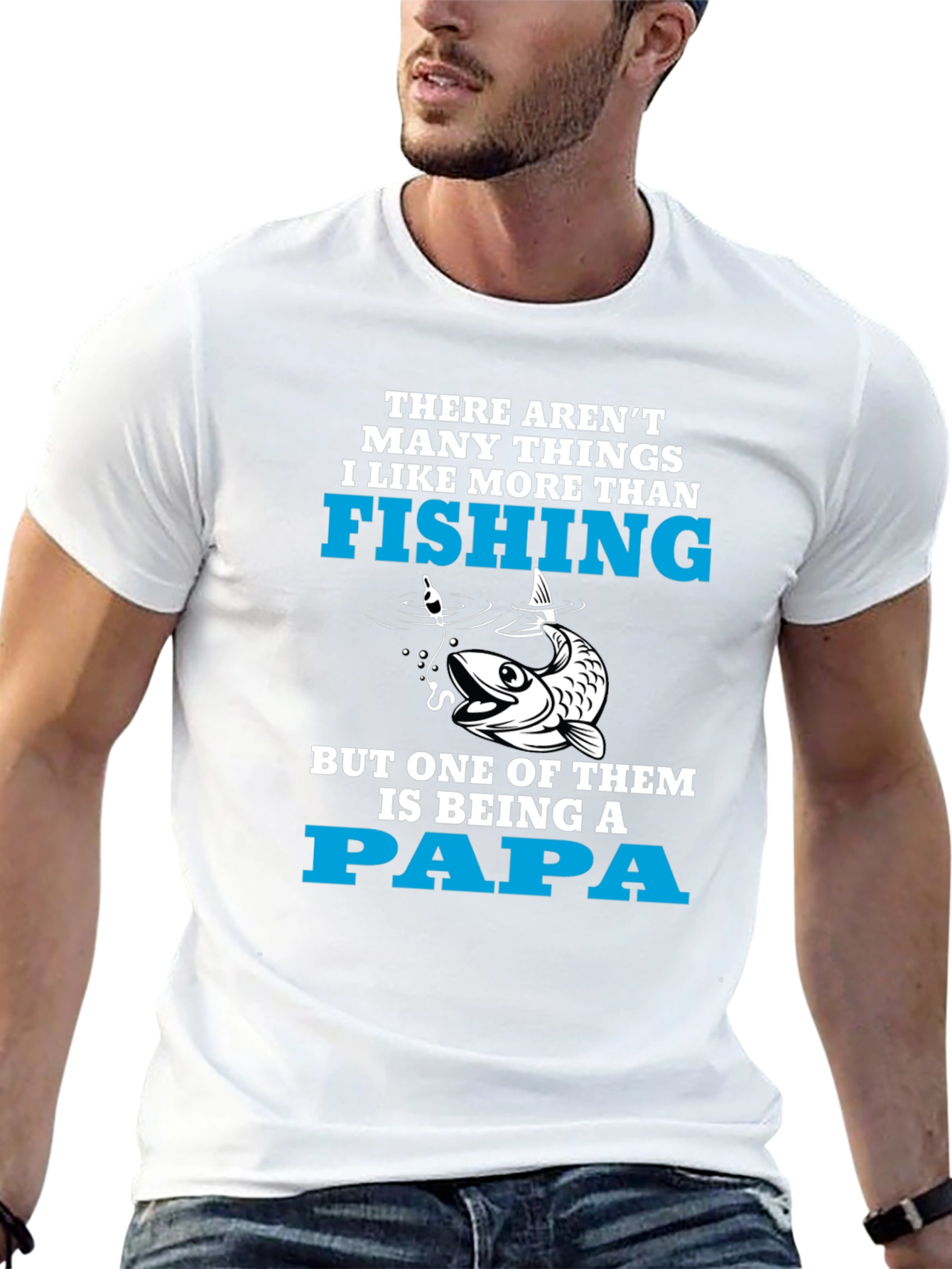 Black Fishing Papa T-Shirt - Fisherman Father's Day Gift view 13
