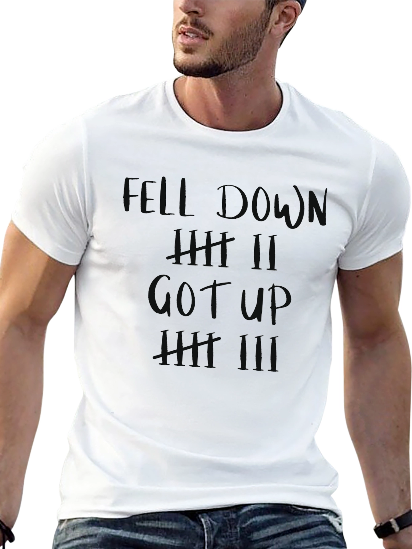 Black Fell Down Hit It Got Up Hit It Men's Black Graphic Tee view 13