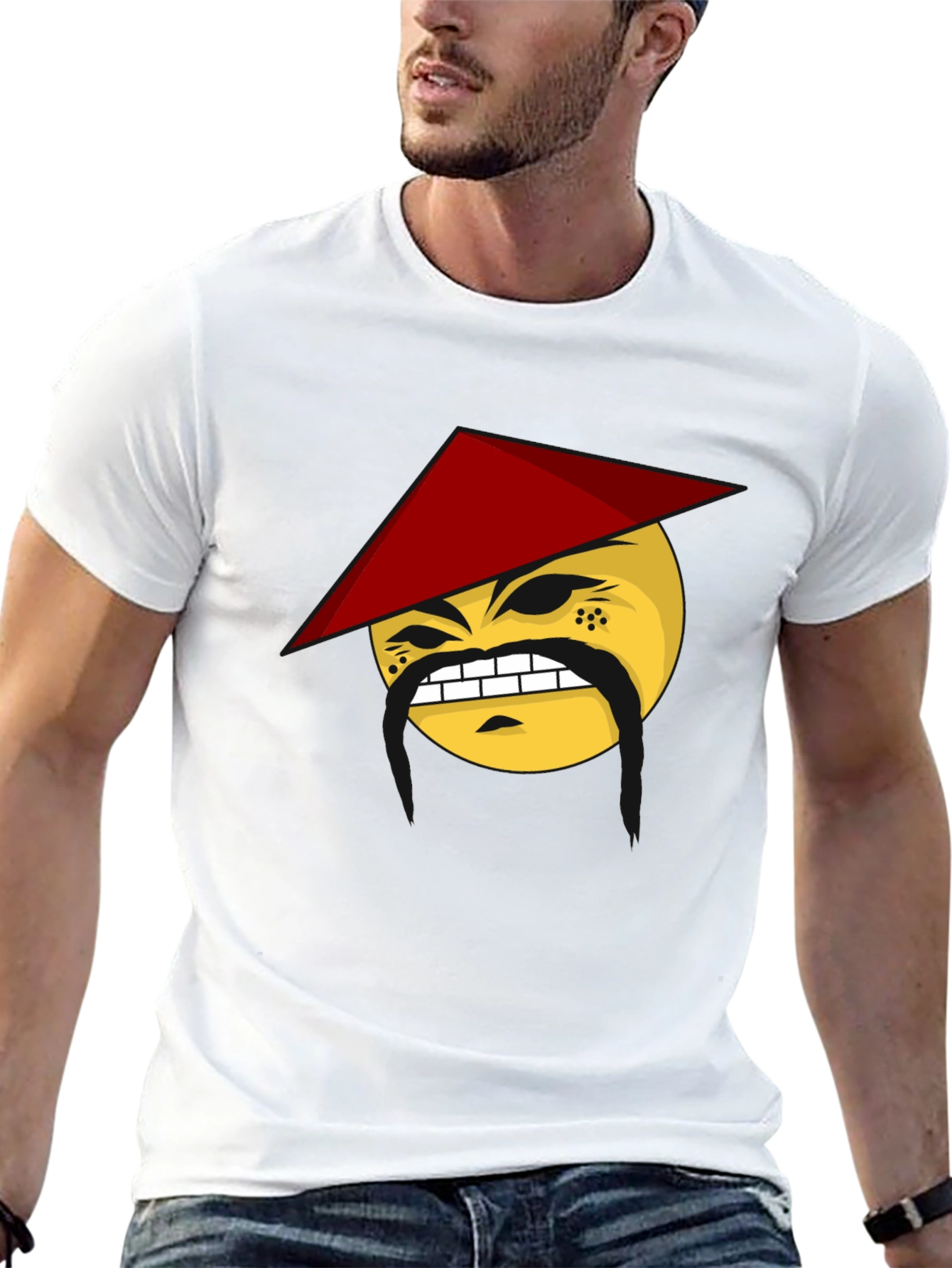 Black Funny Emoji T-Shirt - Angry Asian Man view 13