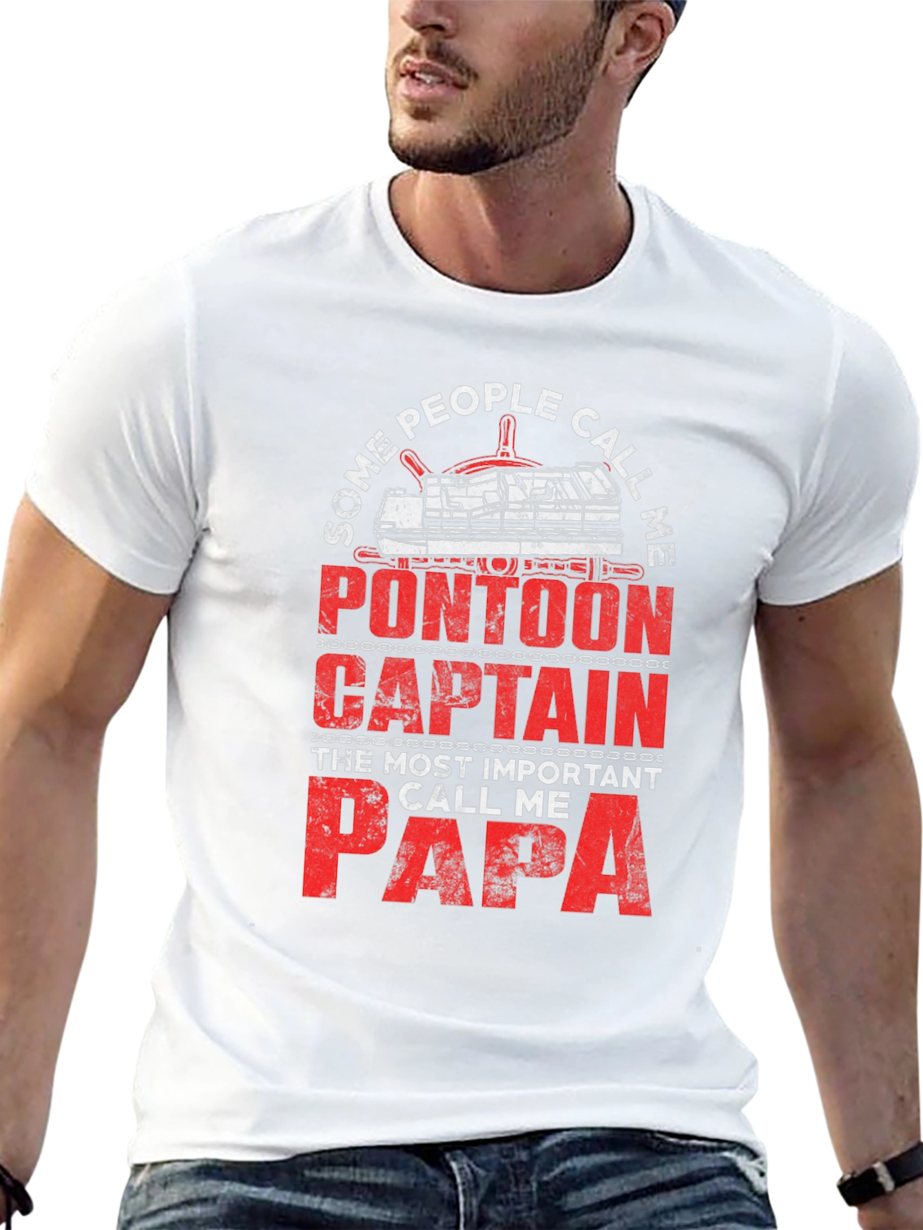 Black Pontoon Captain Papa T-Shirt view 13