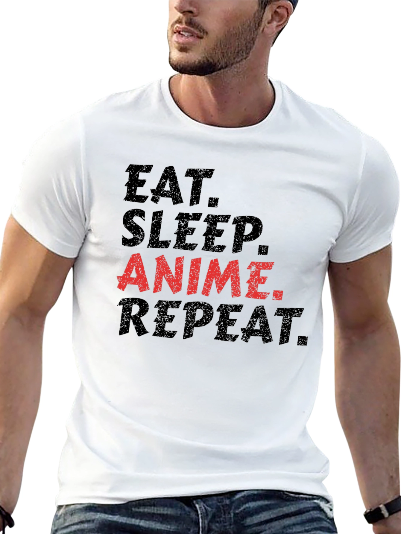 Eat Sleep Anime Repeat T-Shirt - Black Cotton Tee - 13