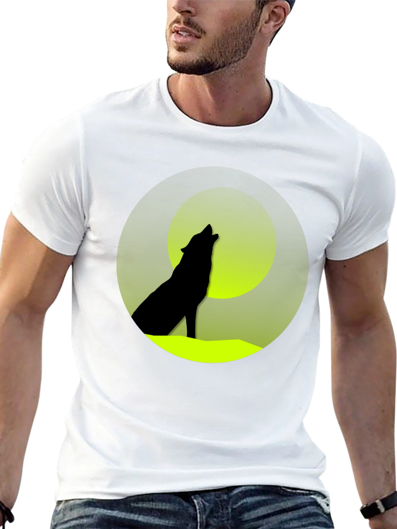 Black Wolf Howling at Moon Graphic Tee view 13