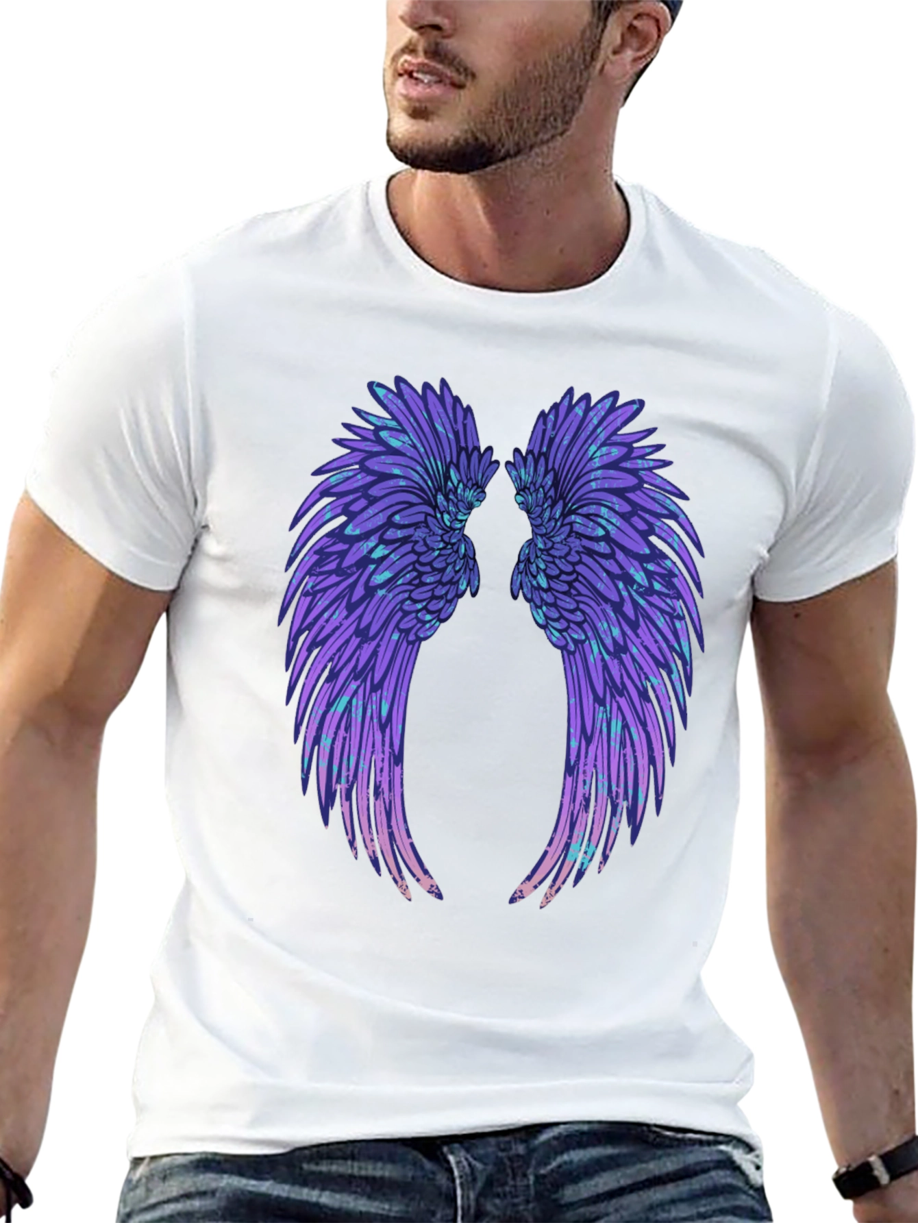 Black Wings Graphic Tee - Black Cotton T-Shirt view 13