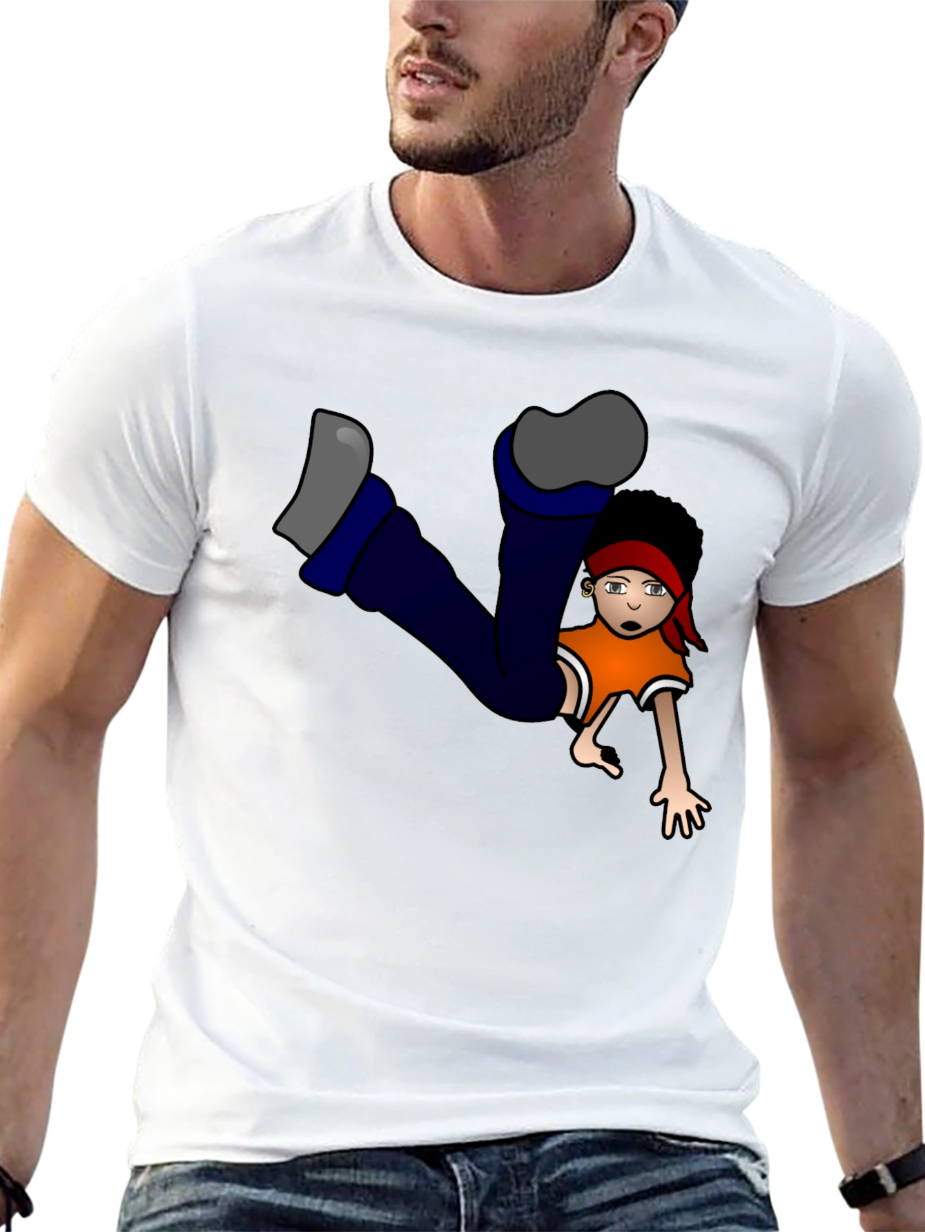 Black Funky Cartoon Character Graphic Black T-Shirt view 13