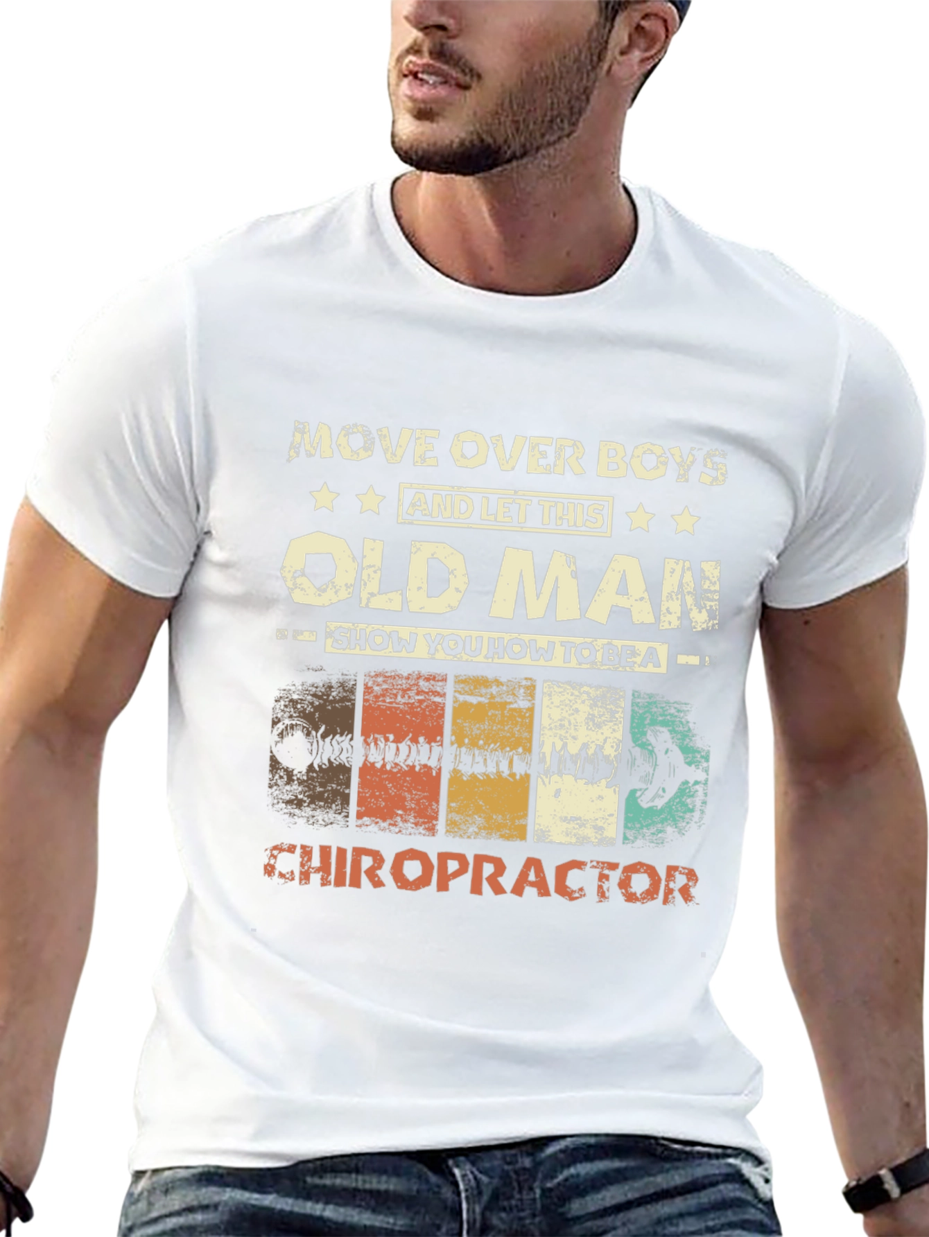 Black Old Man Chiropractor Graphic T-Shirt view 13