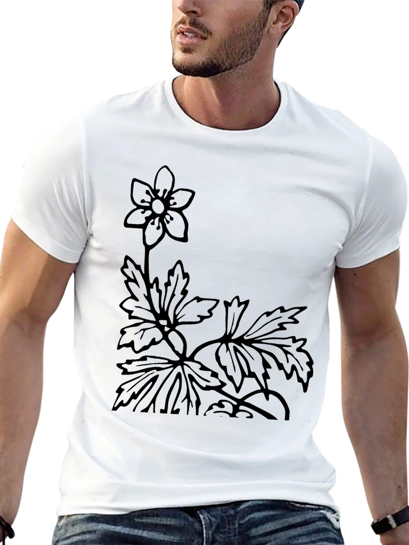 Black Floral Print Black T-Shirt view 13