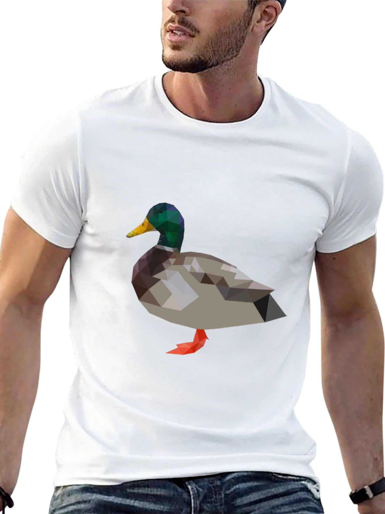 Black Geometric Duck Graphic T-Shirt view 13