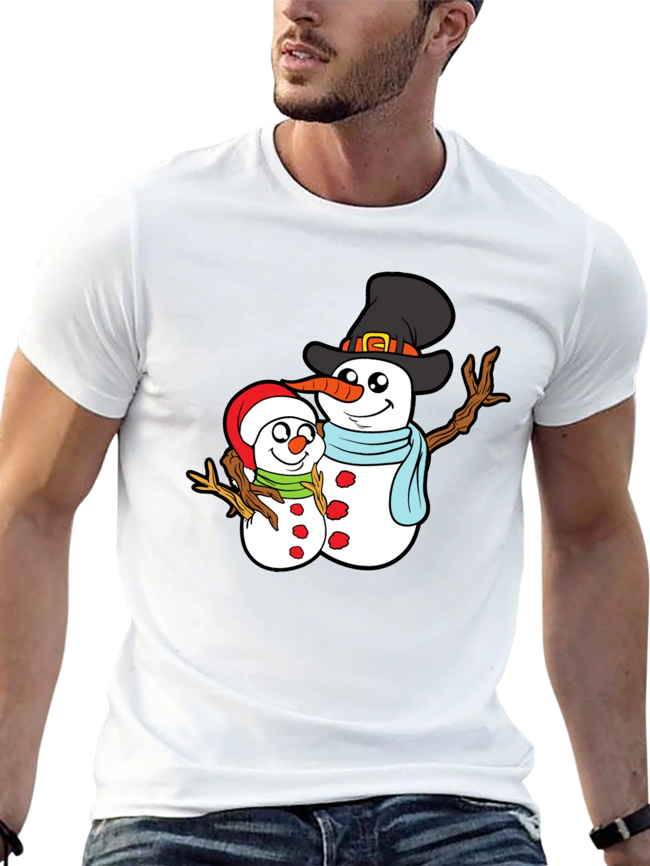 Snowman Family Graphic T-Shirt - 13