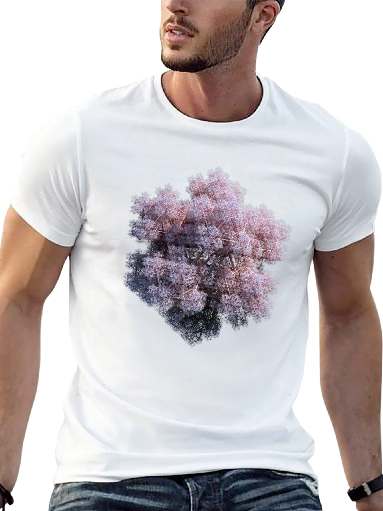 Black Geometric Fractal Art T-Shirt view 13