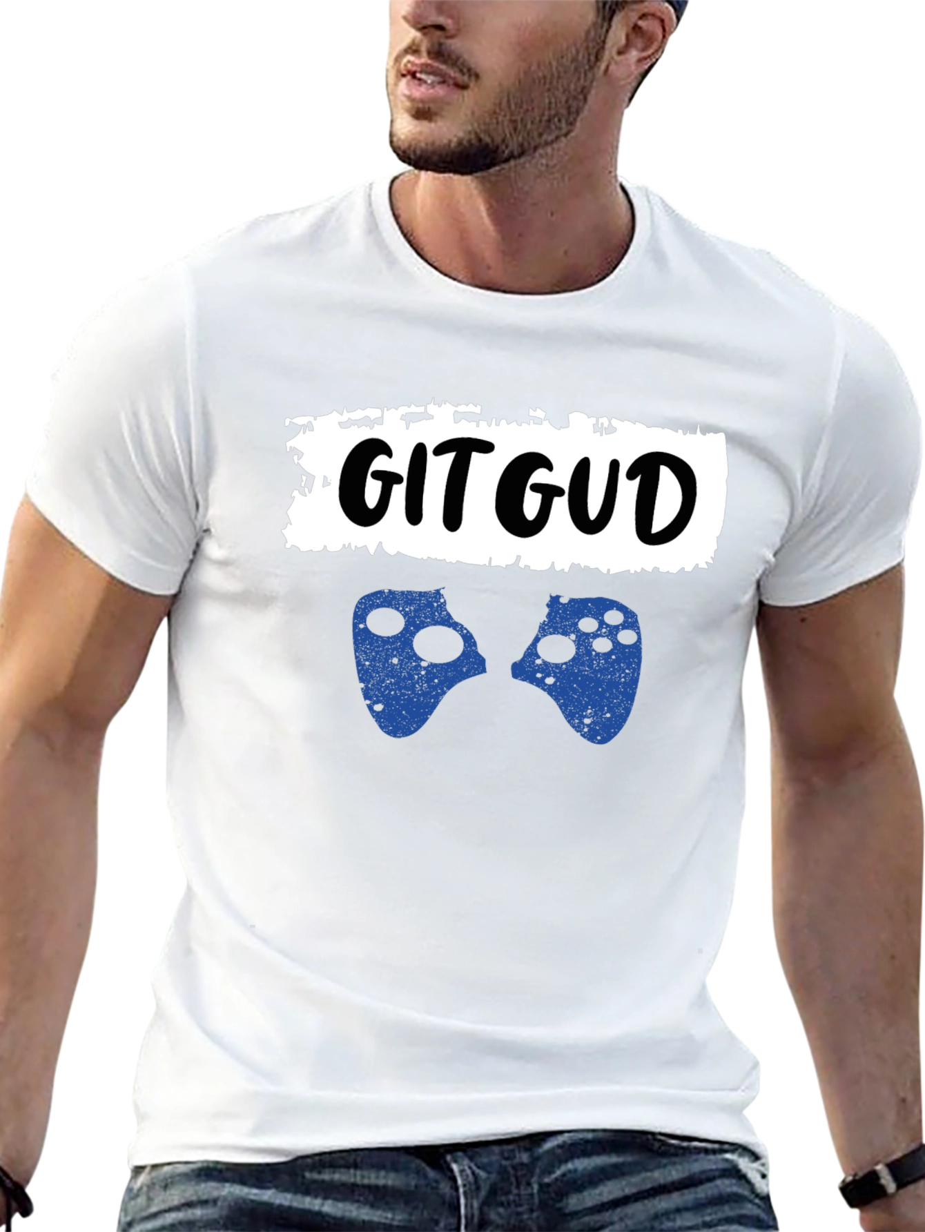 Black Git Gud Gamer T-Shirt - Black Cotton Graphic Tee view 13