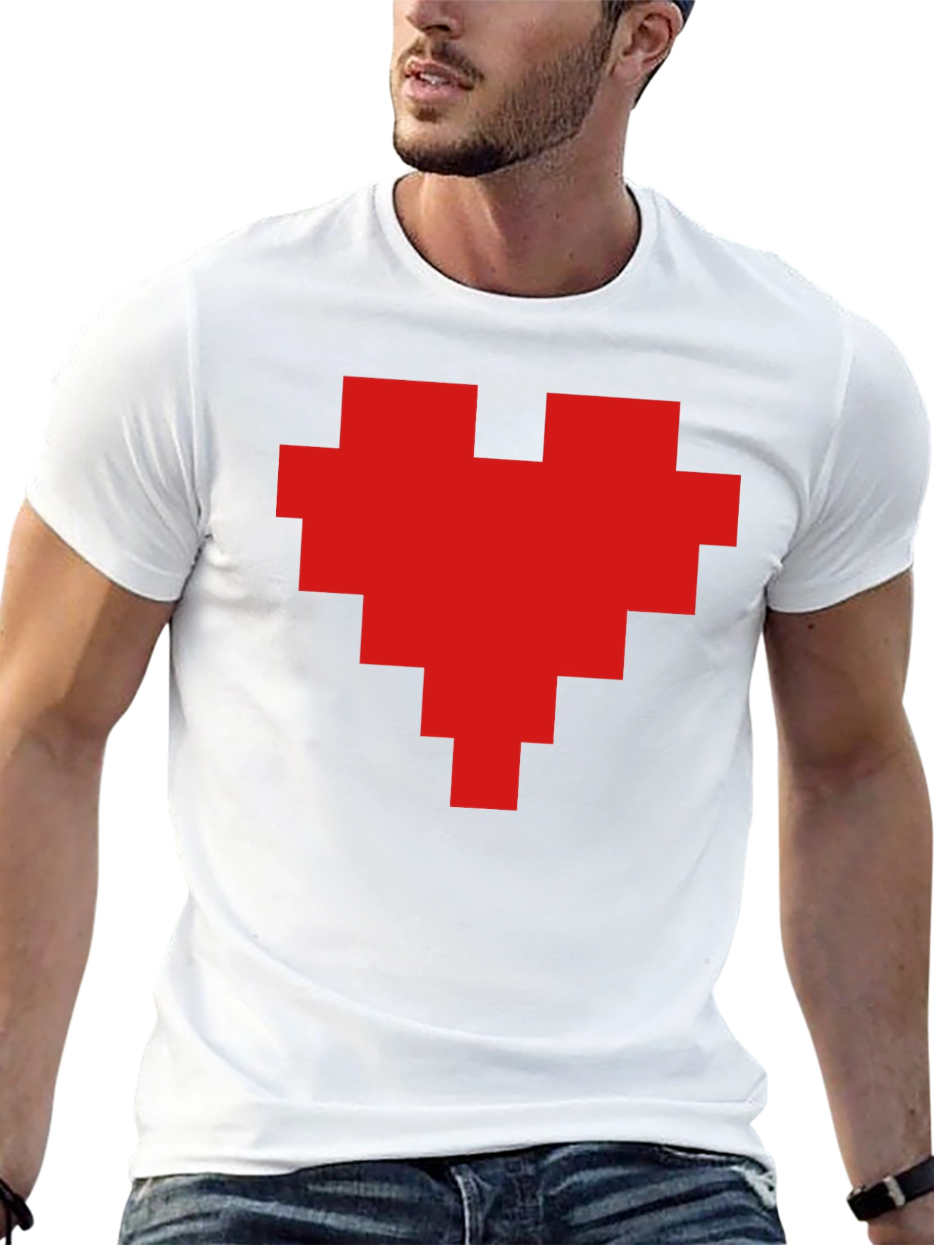 Pixel Heart Graphic Black T-Shirt - 13
