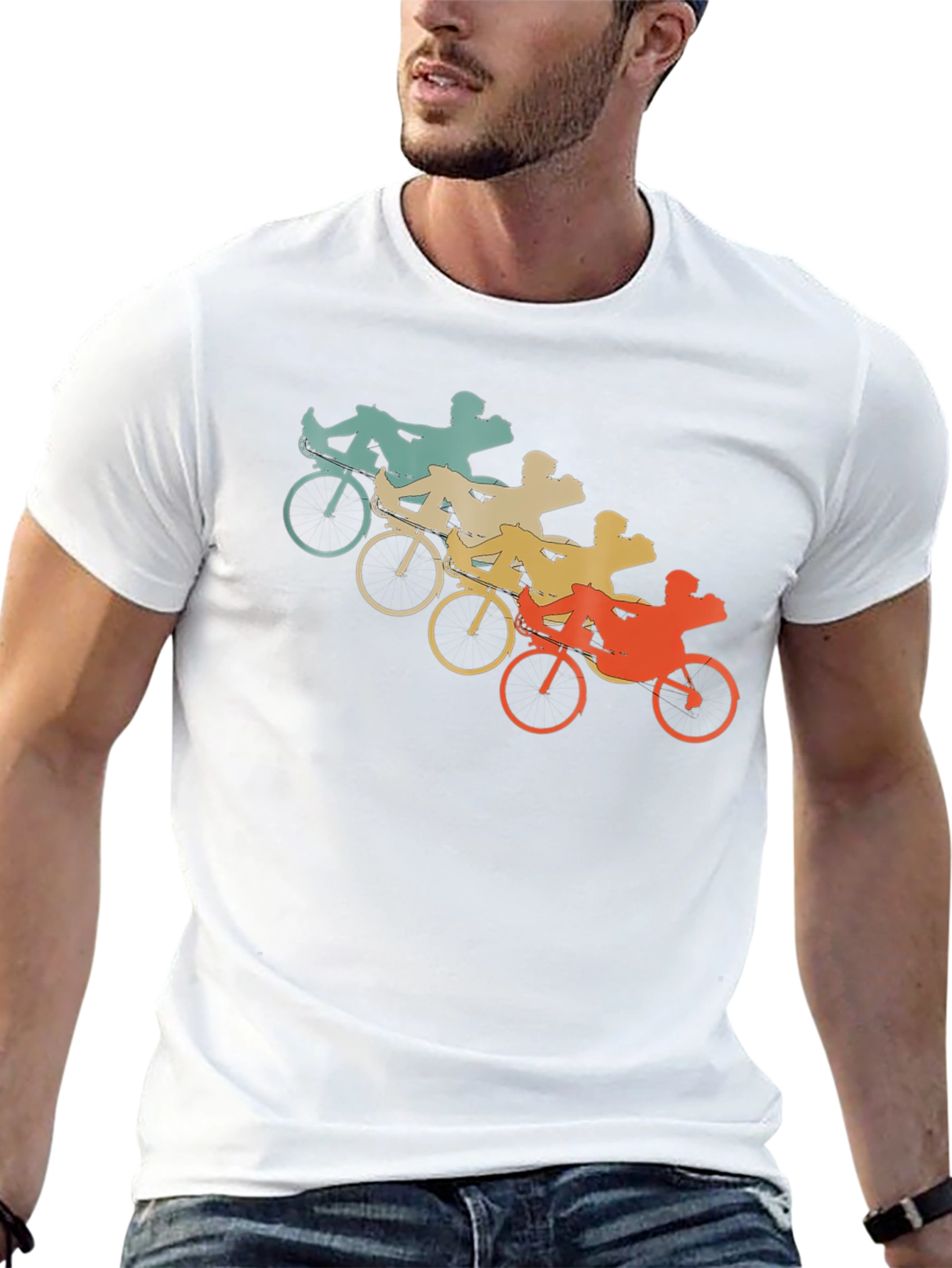 Black Recumbent Bike T-Shirt - Retro Cycling Tee view 13