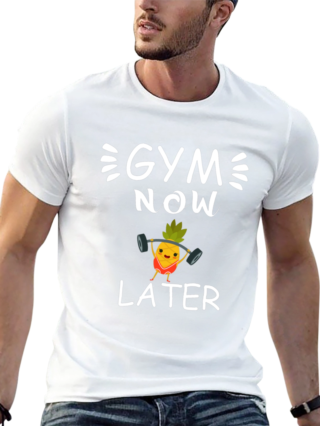 Black Gym Now Later Funny Workout T-Shirt view 13