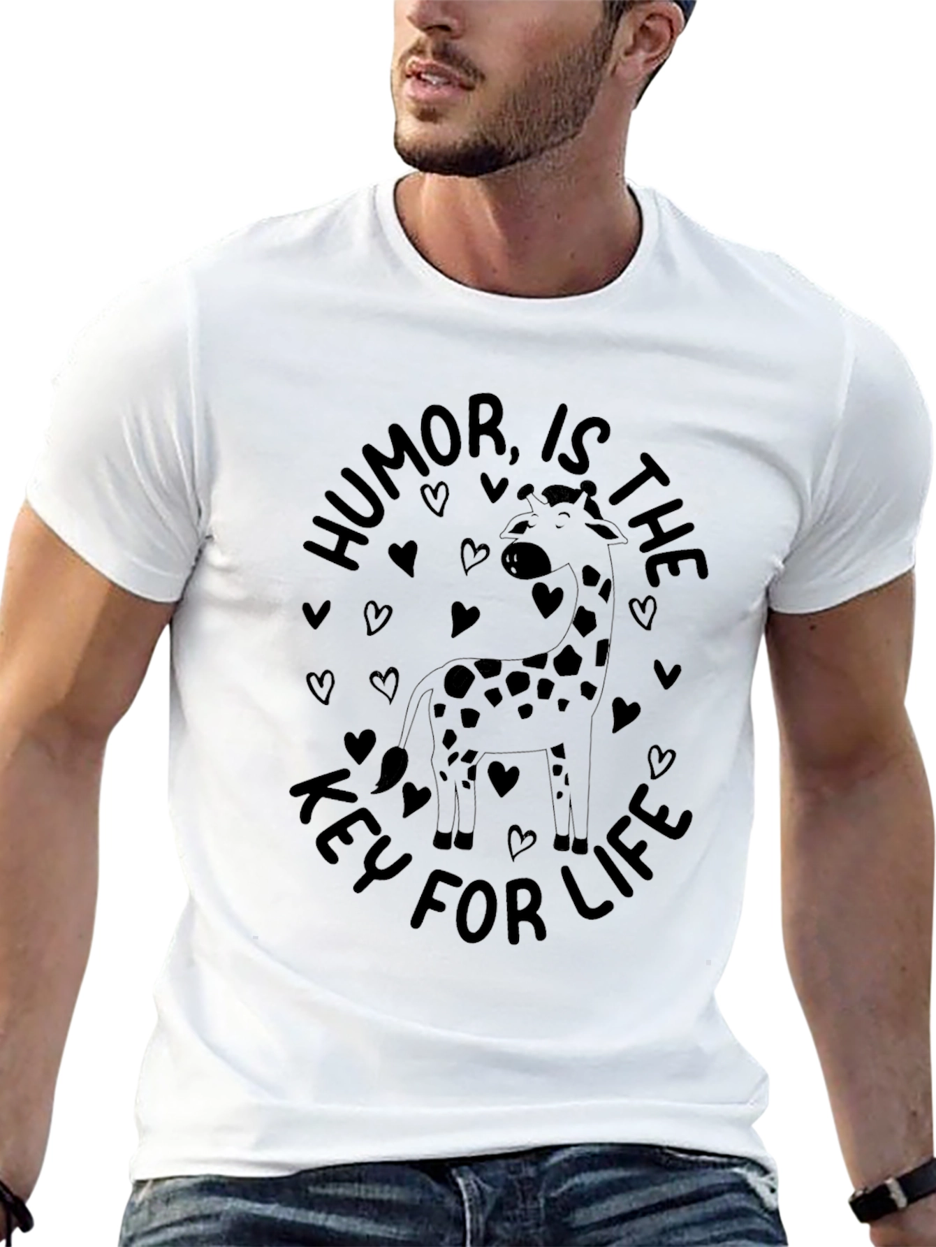 Black Humor is the Key for Life Giraffe T-Shirt view 13