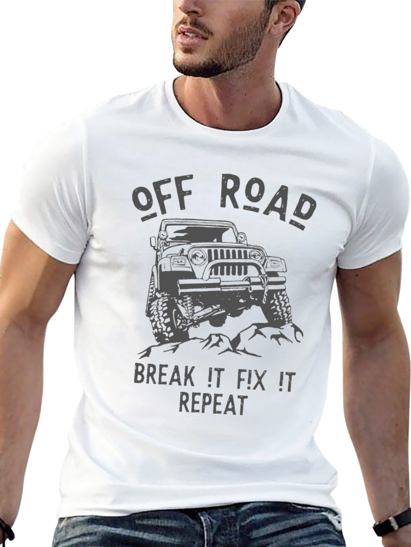 Black Off Road Break It Fix It Repeat Black T-Shirt view 13