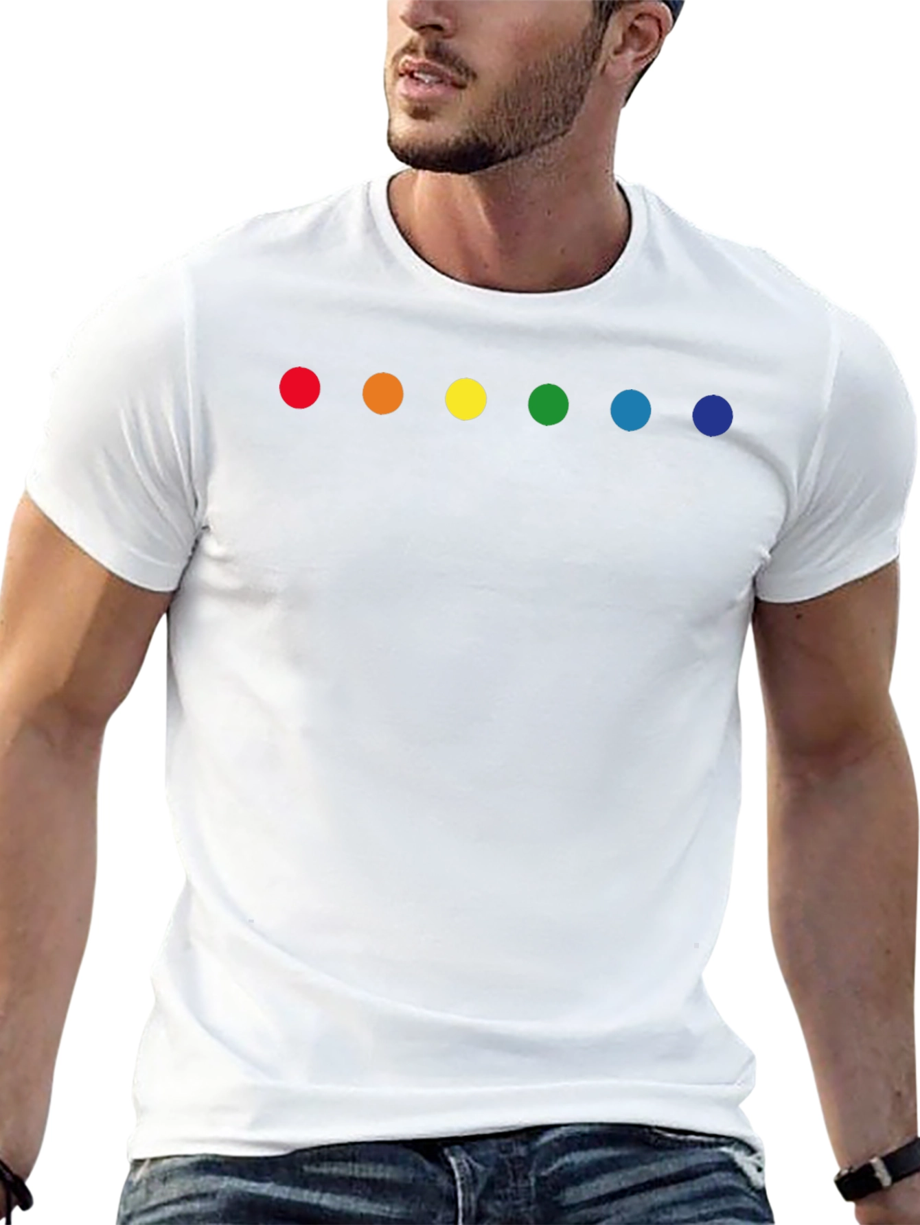 Black Rainbow Dot Graphic Tee - Black Crew Neck view 13