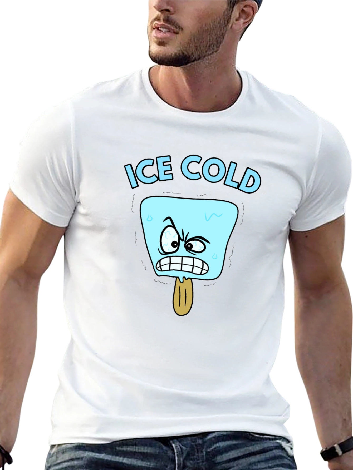 Black Ice Cold Cartoon Graphic T-Shirt view 13