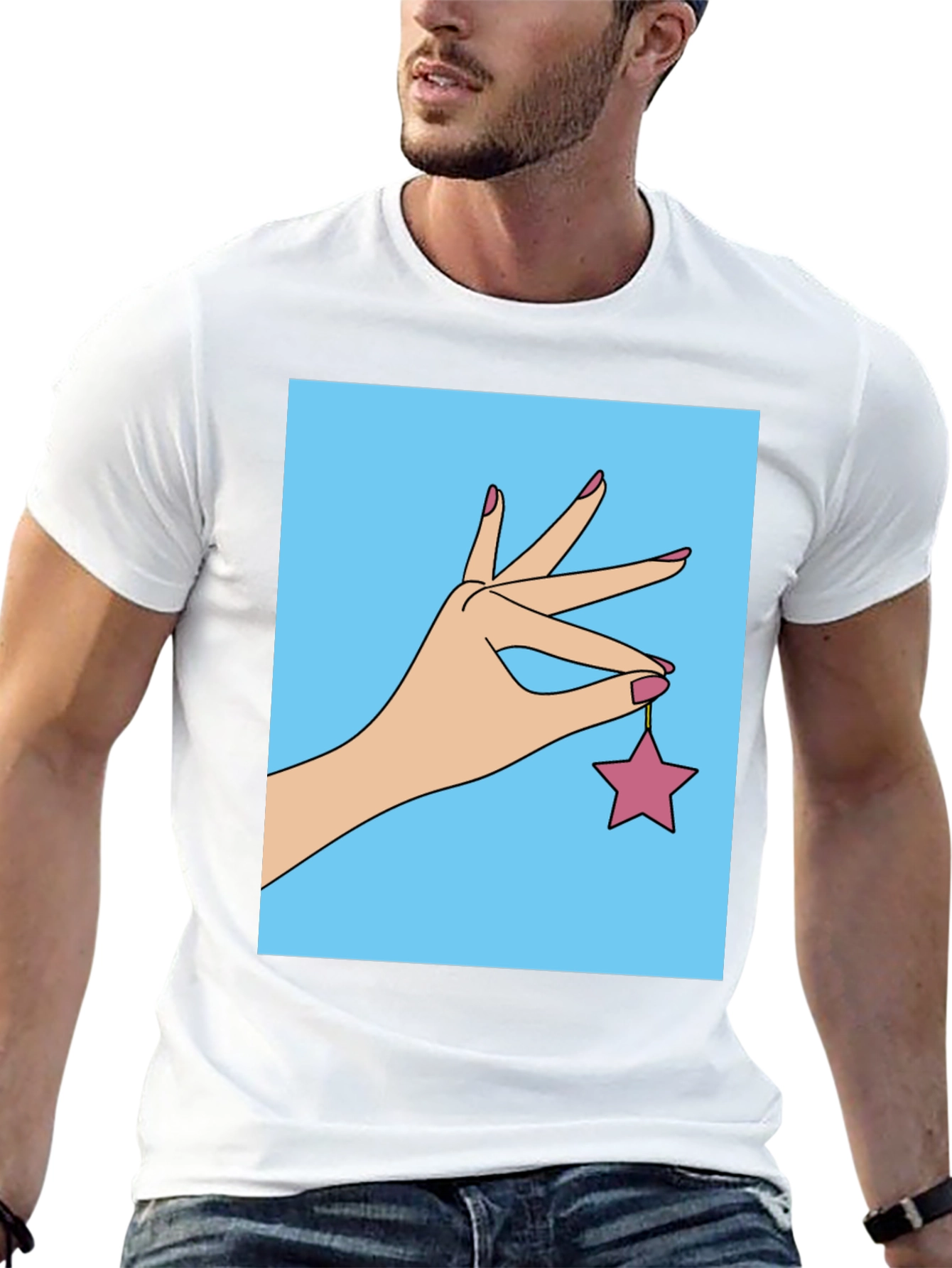 Black Hand Holding Star Graphic T-Shirt view 13