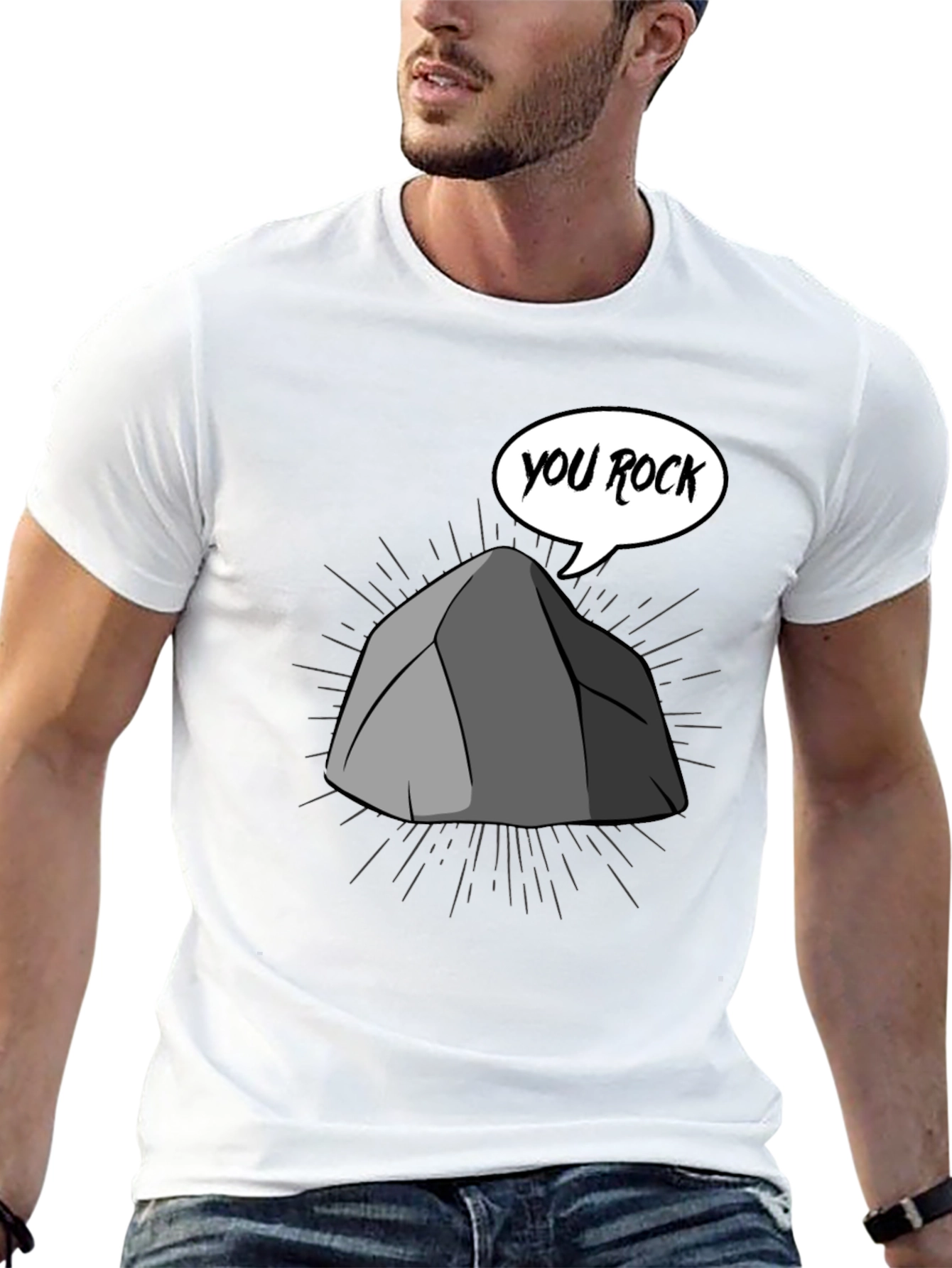 Black You Rock Graphic Tee - Men's Black Cotton T-Shirt view 13