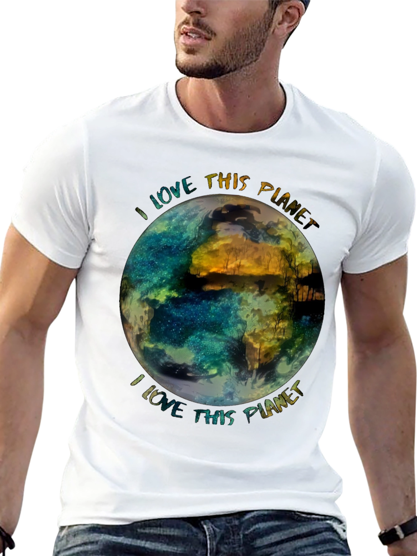 Black I Love This Planet Graphic Tee - Earth-Friendly Design view 13