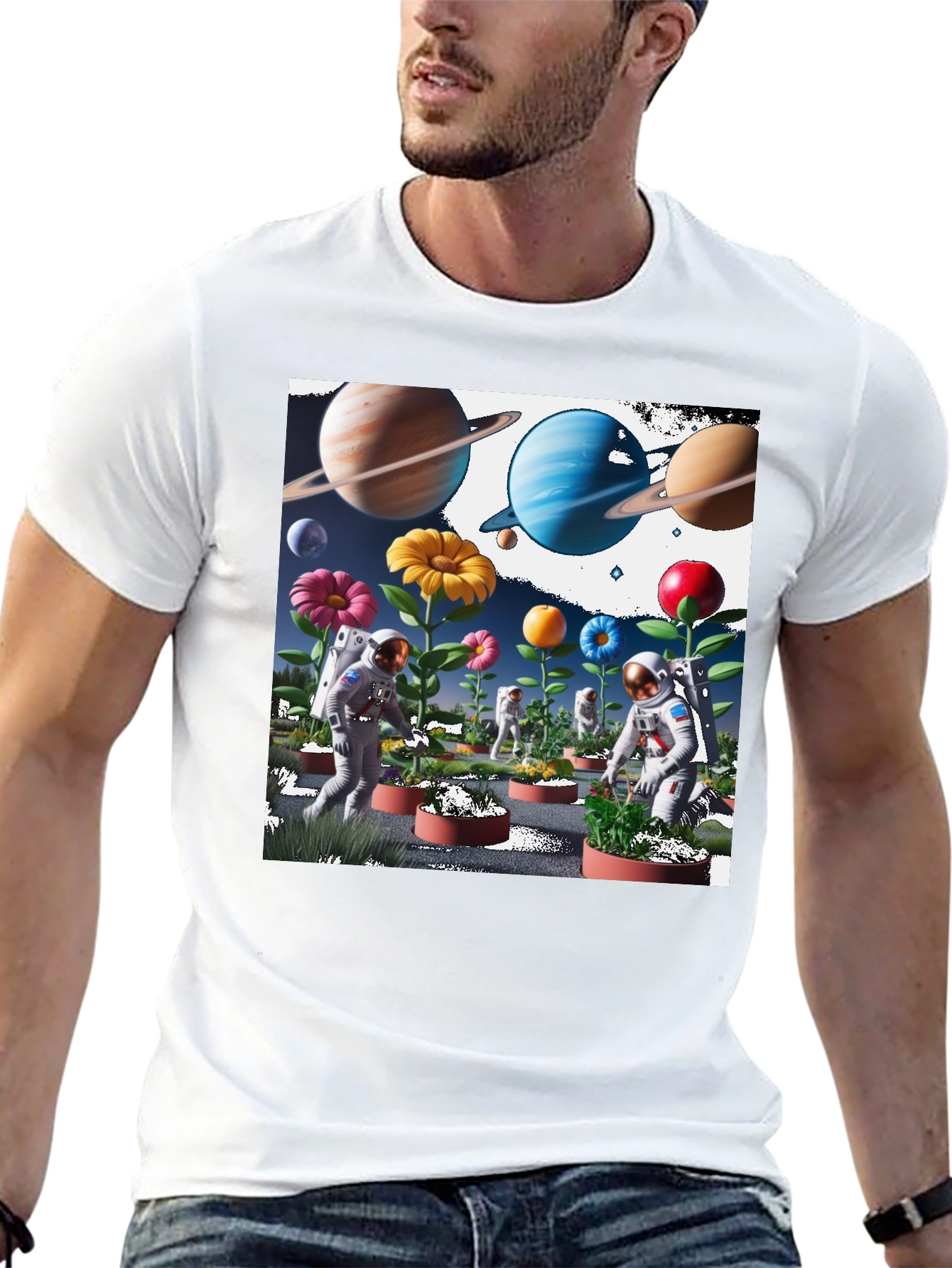 Black Astronauts Planting Flowers T-Shirt view 13