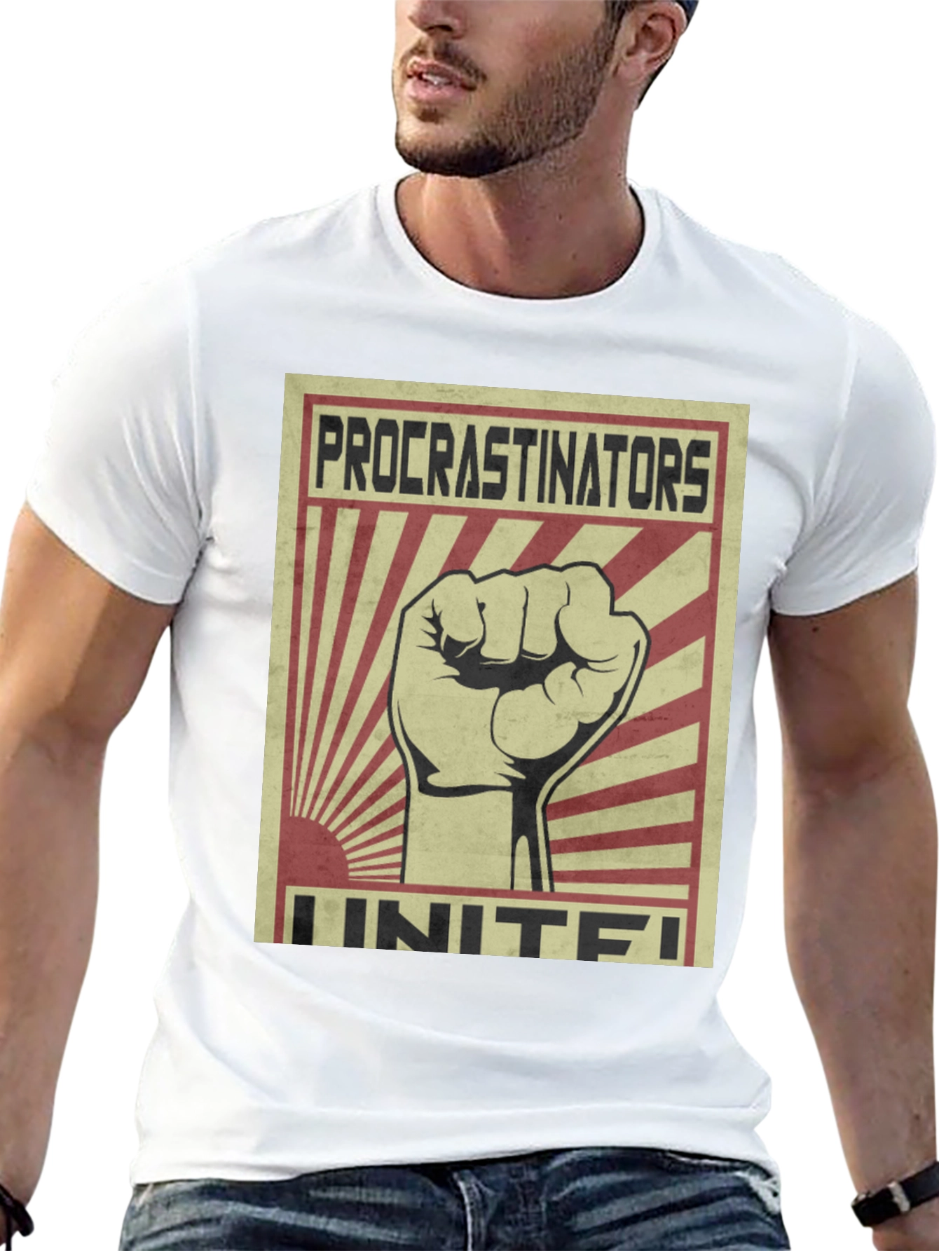 Black Procrastinators Unite! Graphic Tee view 13