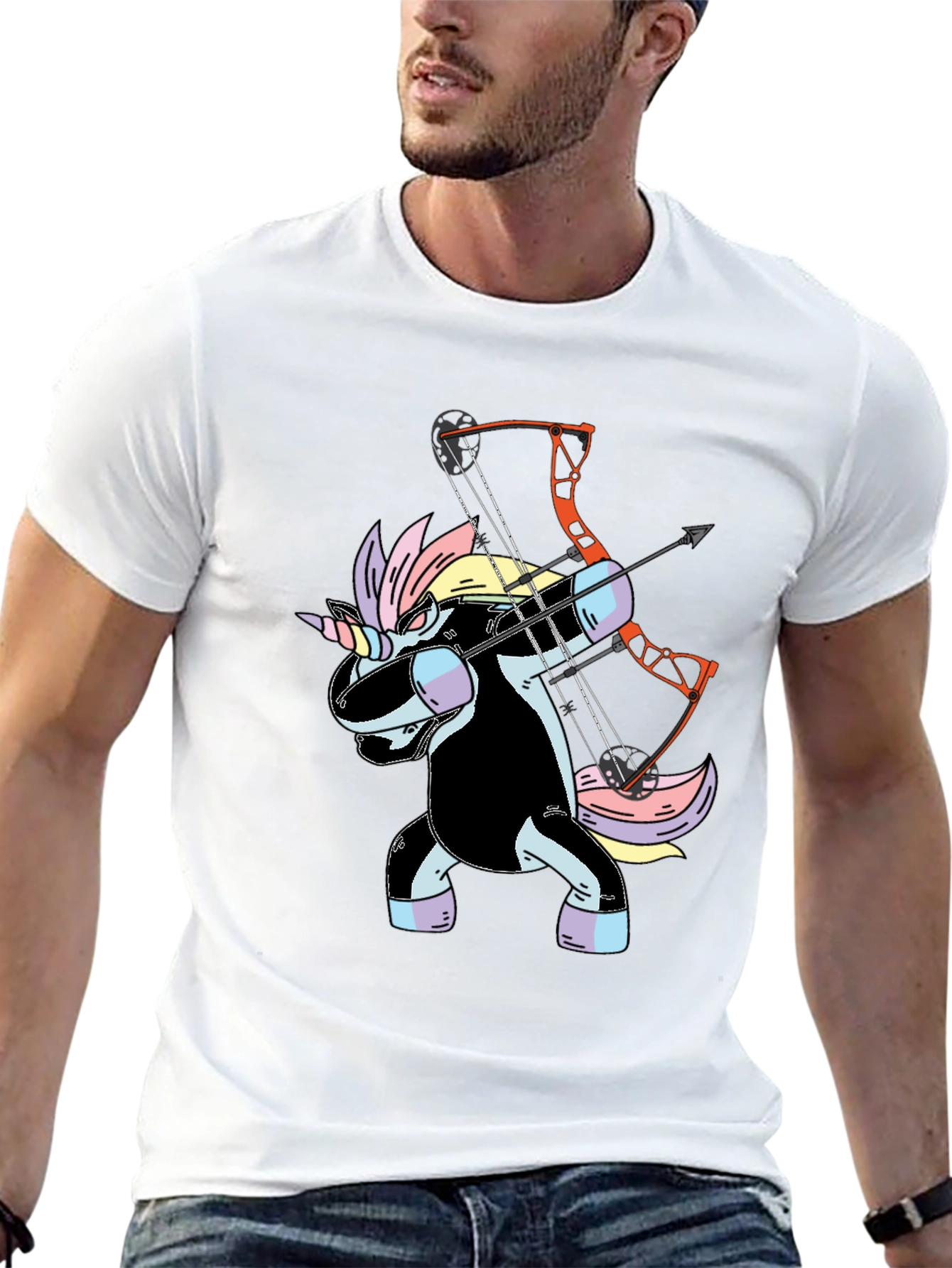 Black Unicorn Archer Graphic Tee - Black Cotton T-Shirt view 13