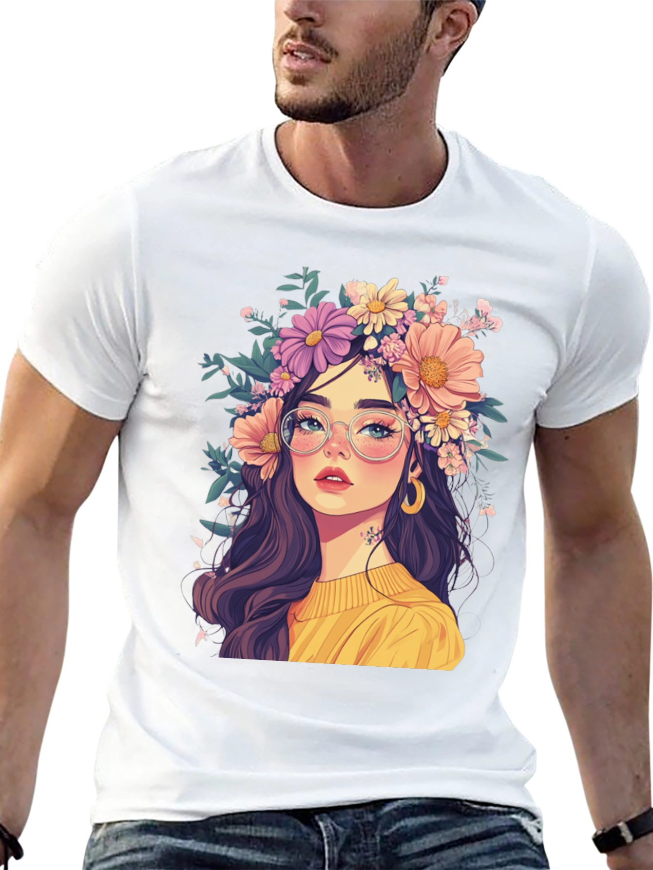 Black Floral Crown Graphic Tee - Stylish & Unique view 13