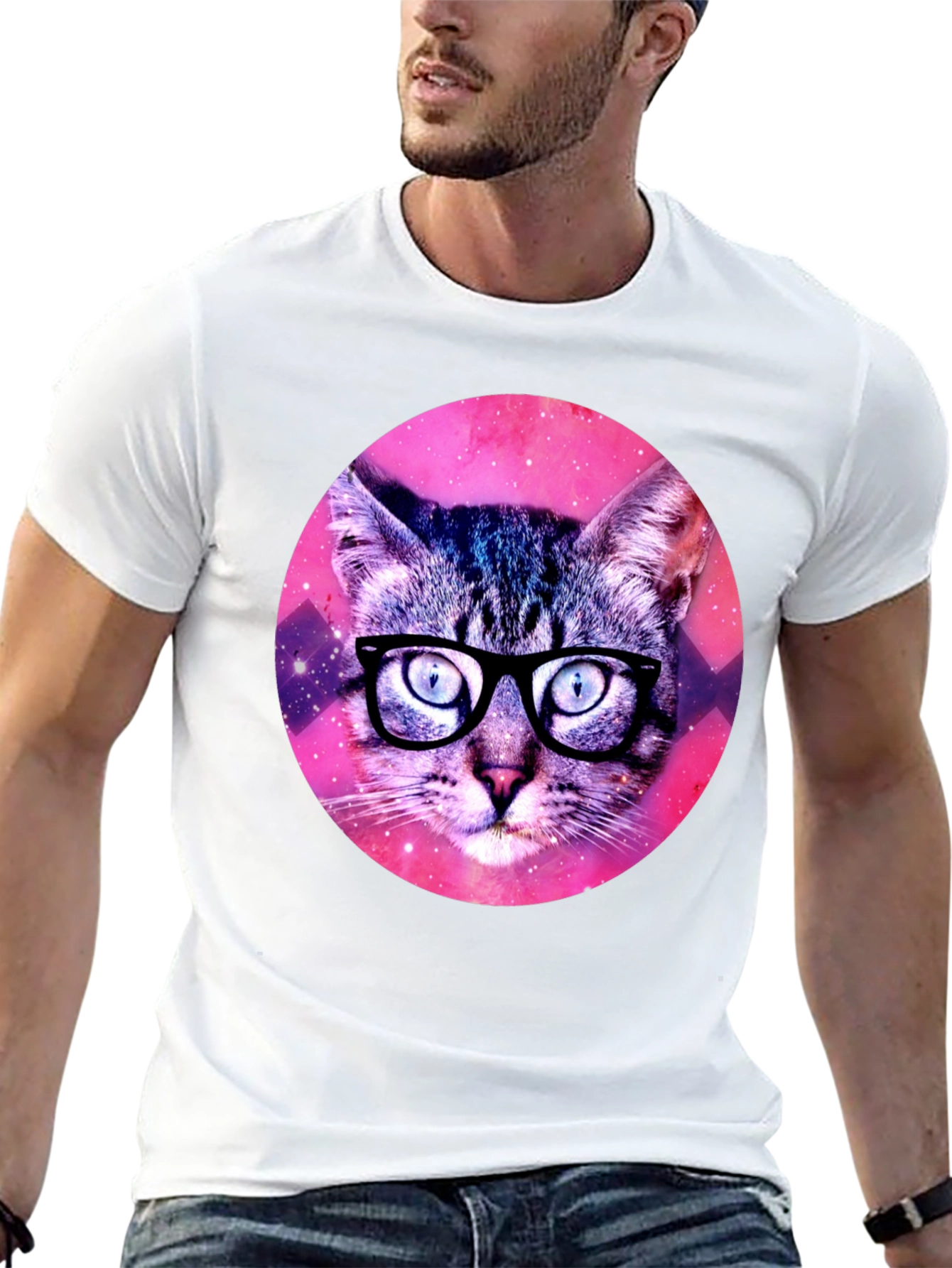 Black Galaxy Cat T-Shirt - Hipster Style Tee view 13