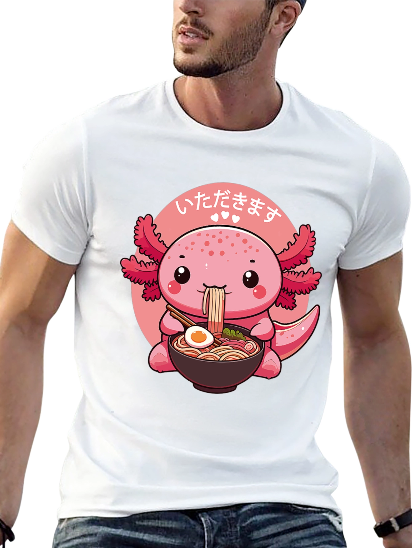 Black Cute Axolotl Ramen T-Shirt view 13